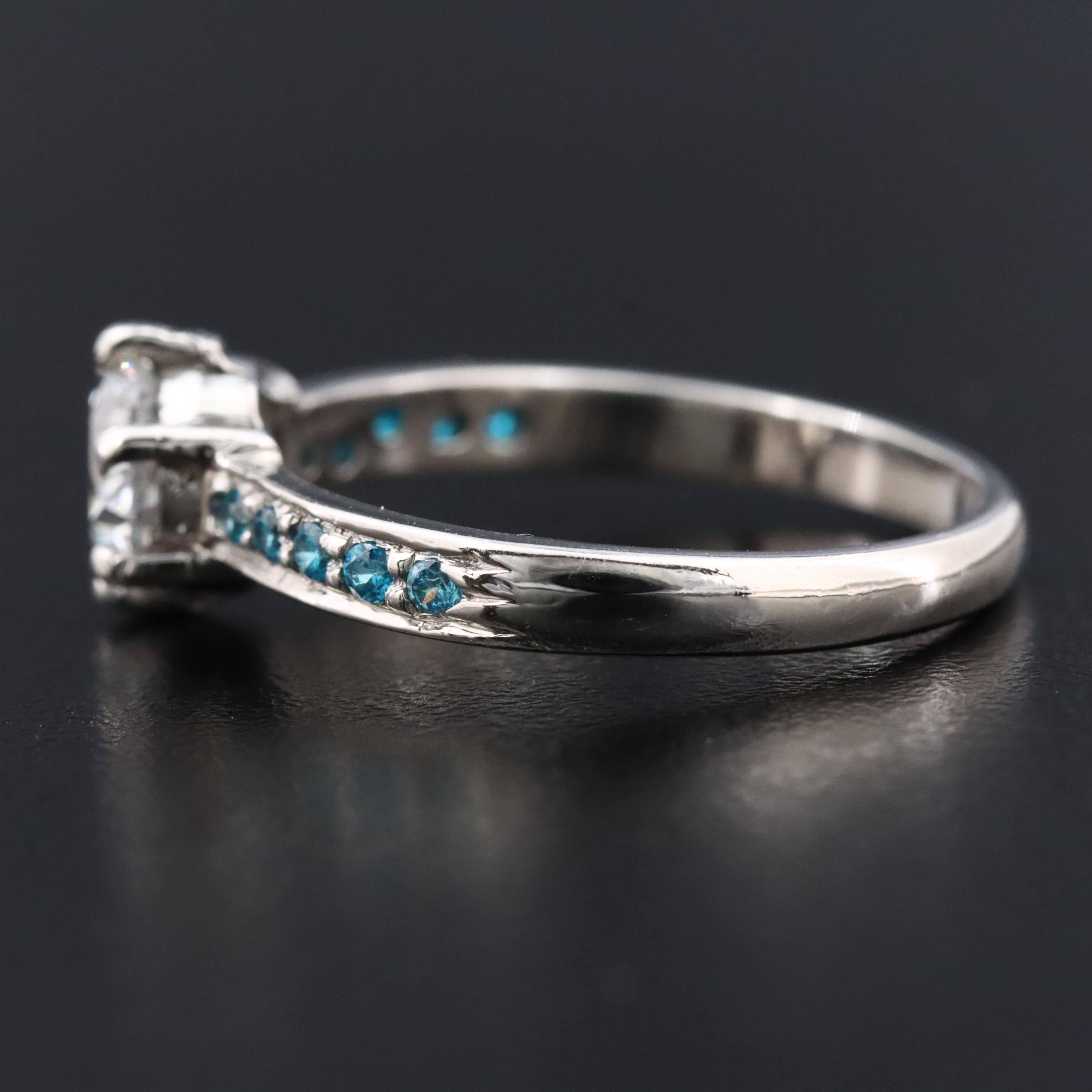 Platinum Lab Grown Diamond and CZ Ring