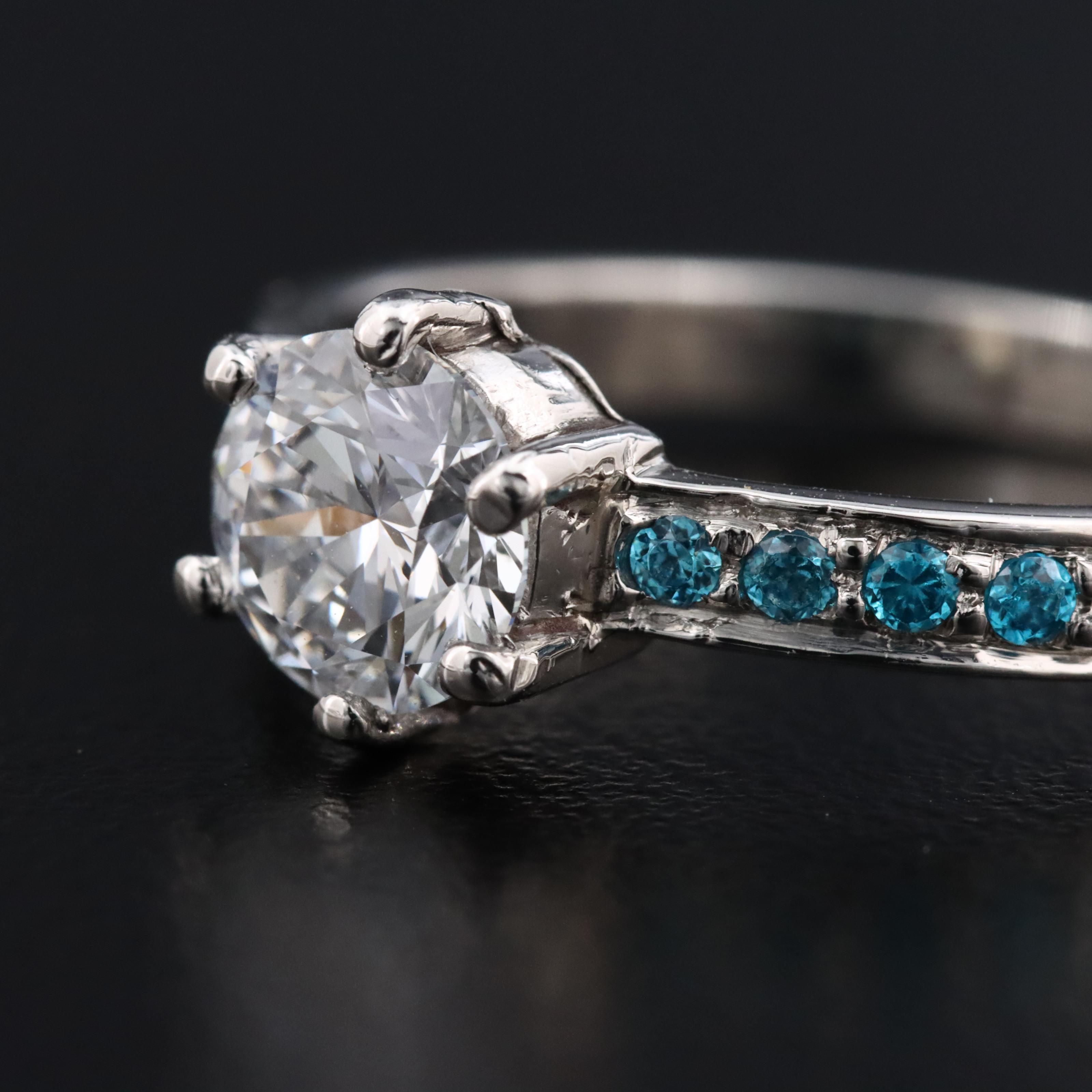 Platinum Lab Grown Diamond and CZ Ring