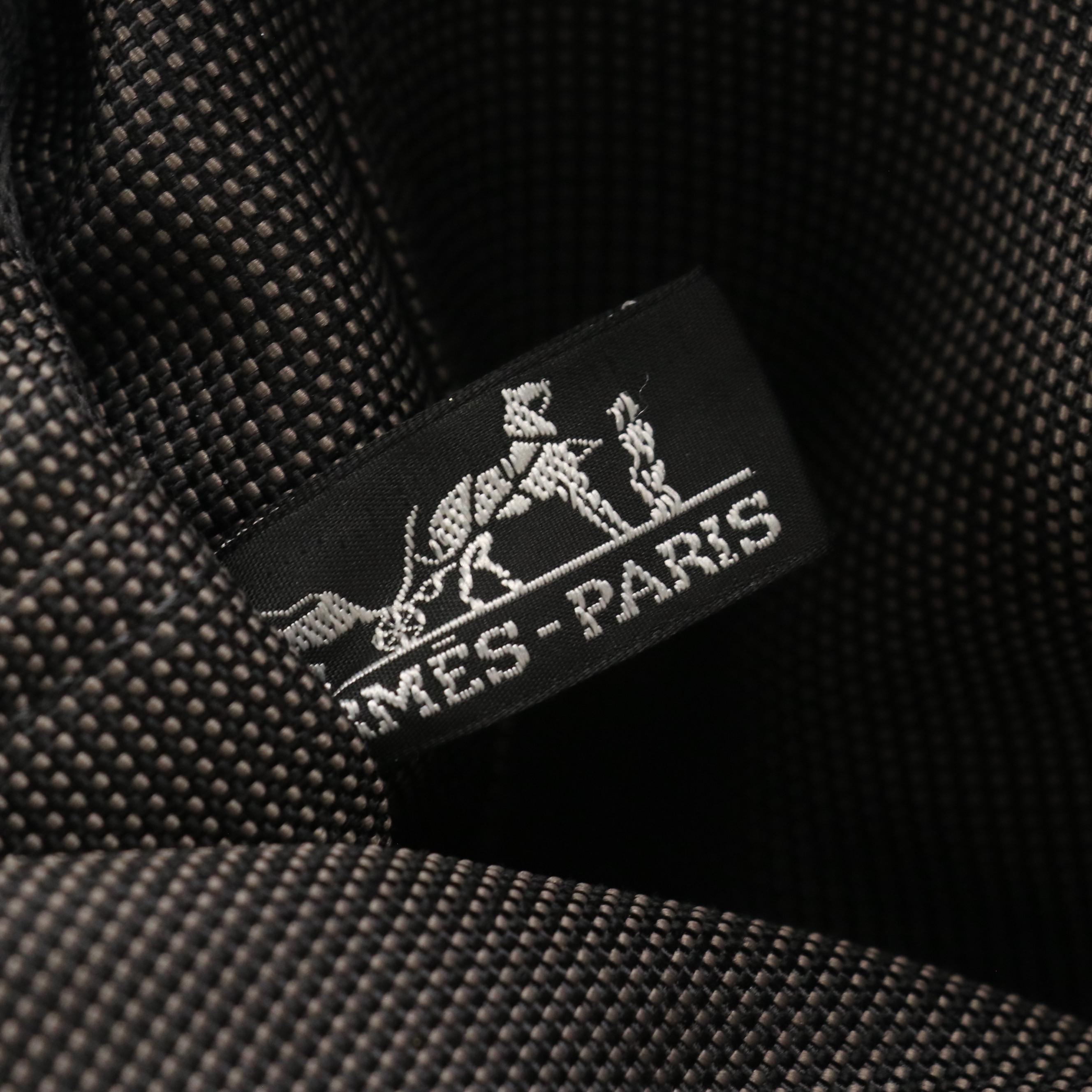 Hermès Herline Fourre-Tout MM Zip Tote in Grey and Black Nylon Canvas