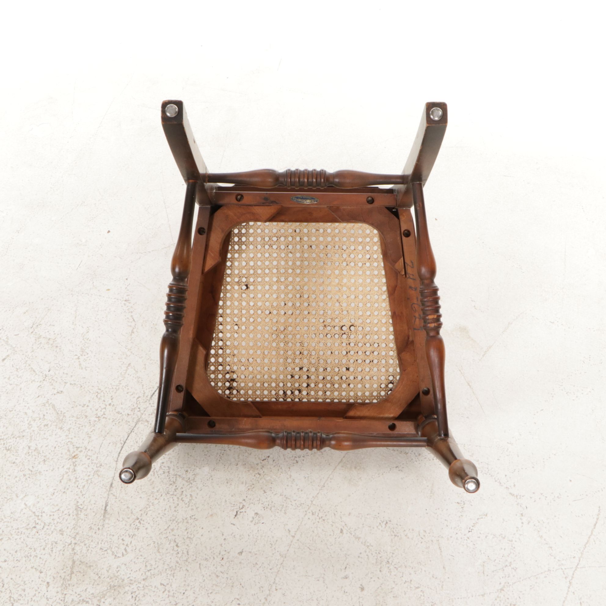 J.B. VanSciver Hand Painted Walnut Side Chair with Woven Cane Seat