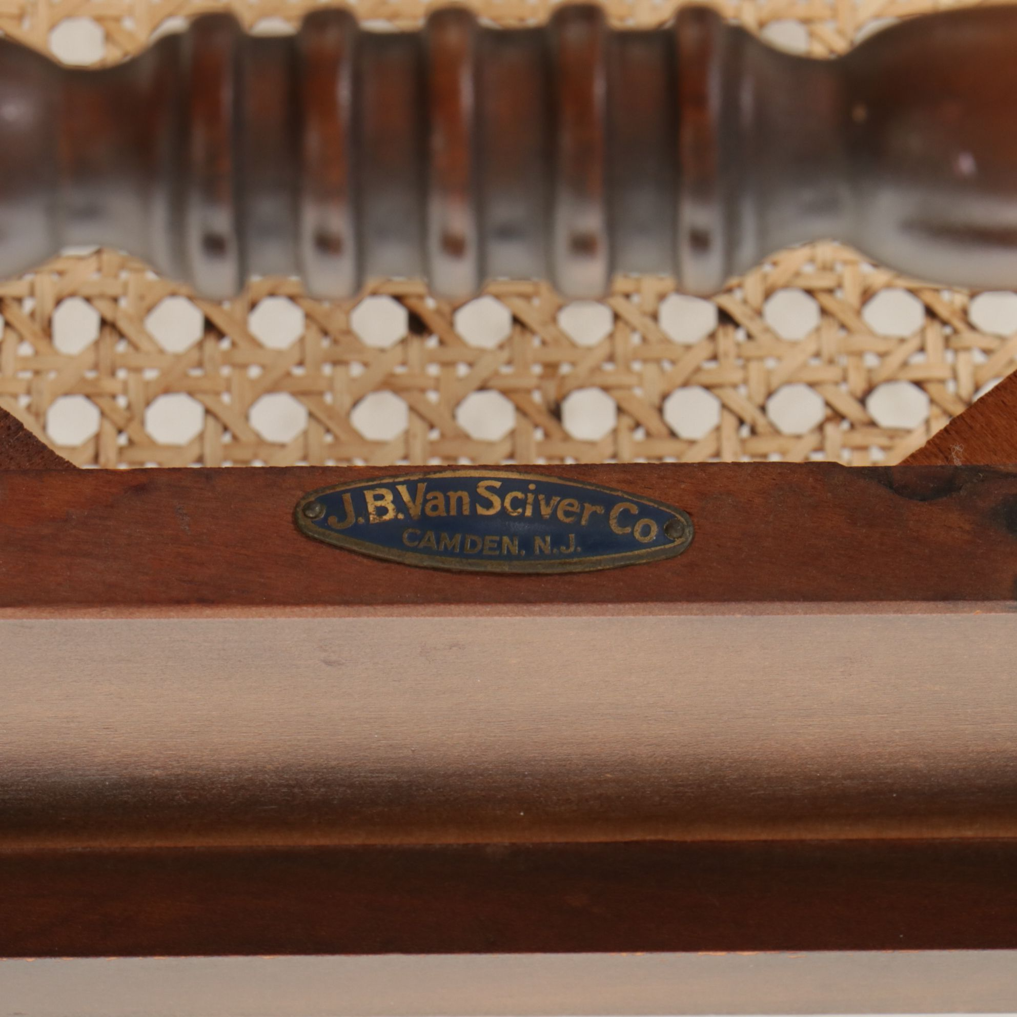 J.B. VanSciver Hand Painted Walnut Side Chair with Woven Cane Seat