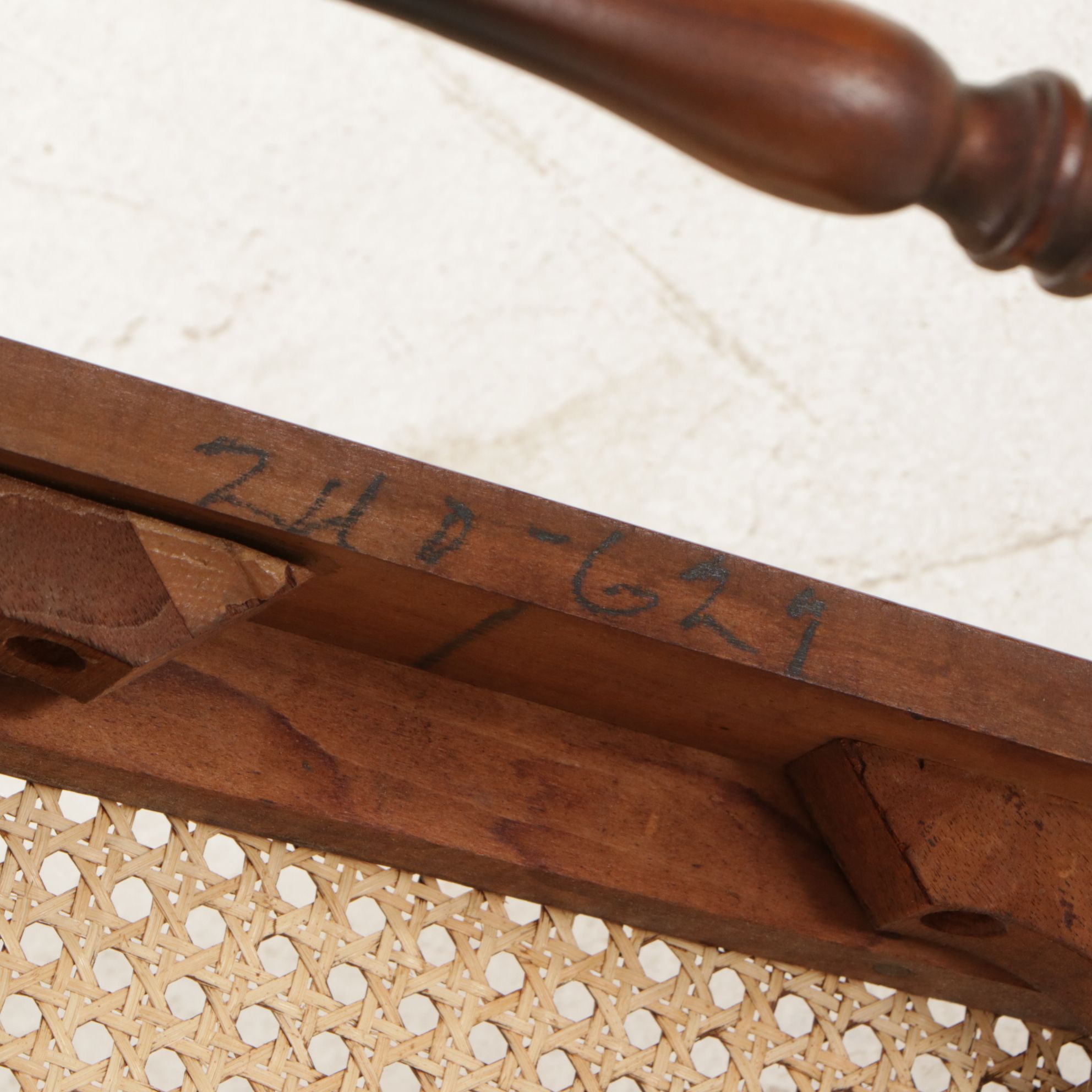 J.B. VanSciver Hand Painted Walnut Side Chair with Woven Cane Seat