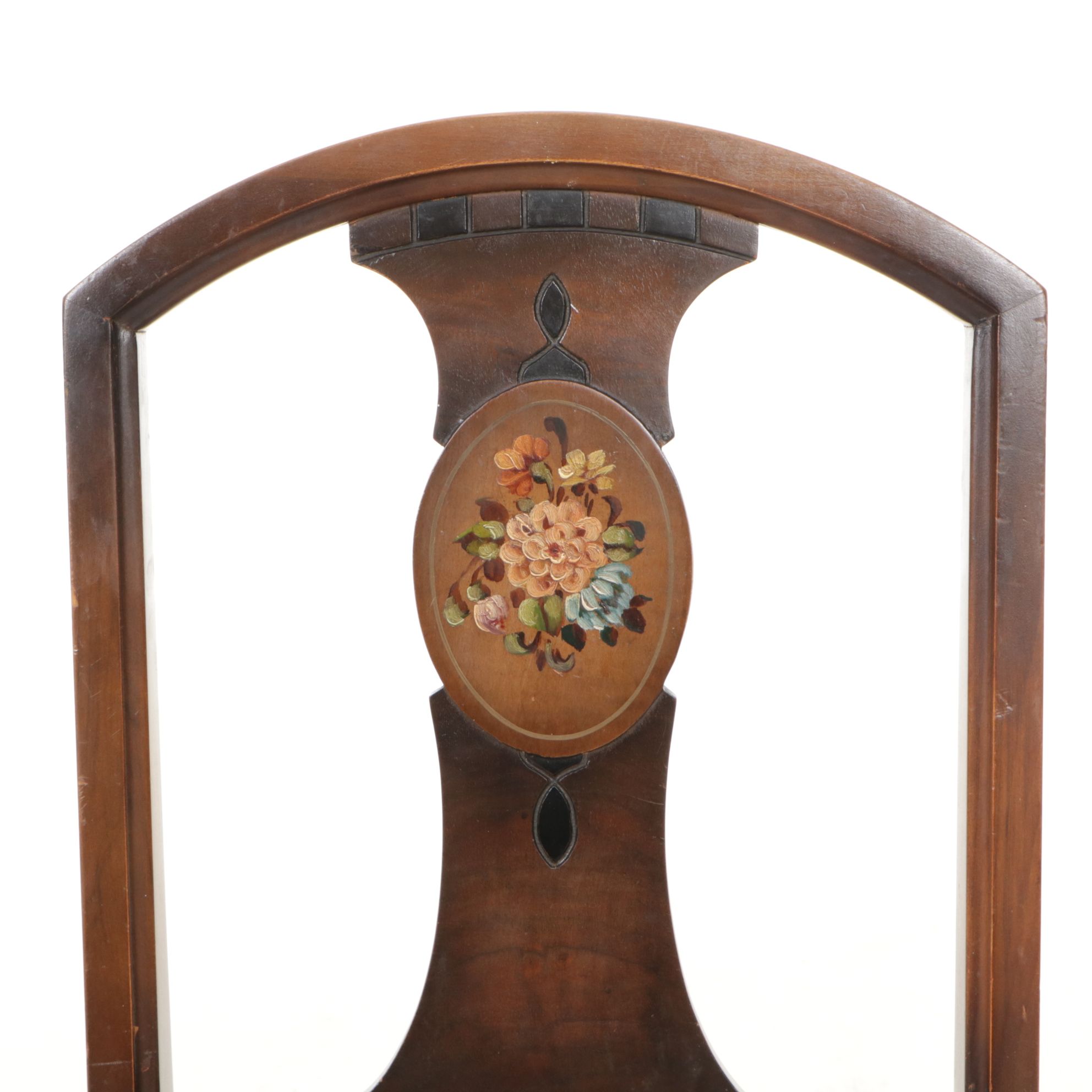 J.B. VanSciver Hand Painted Walnut Side Chair with Woven Cane Seat