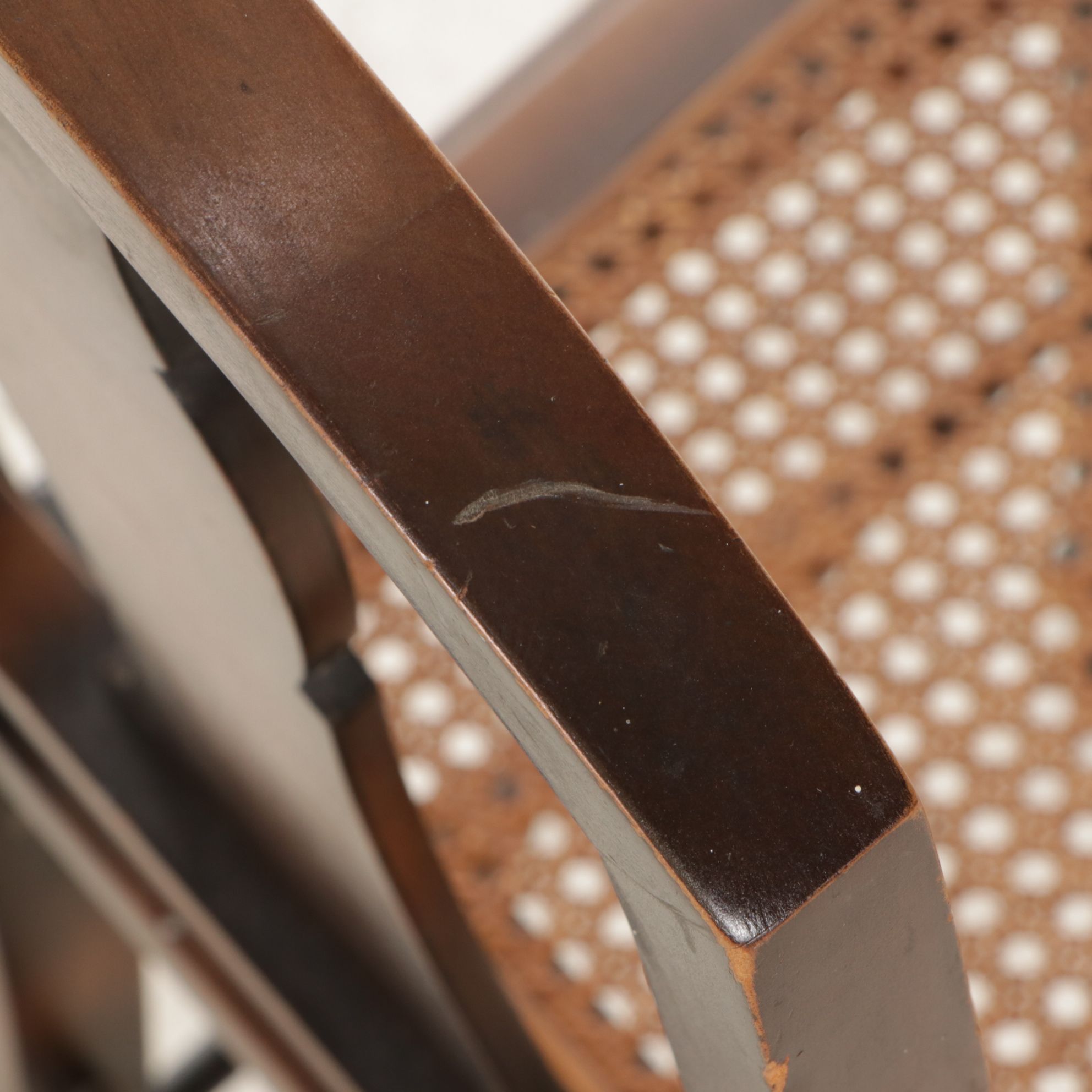 J.B. VanSciver Hand Painted Walnut Side Chair with Woven Cane Seat