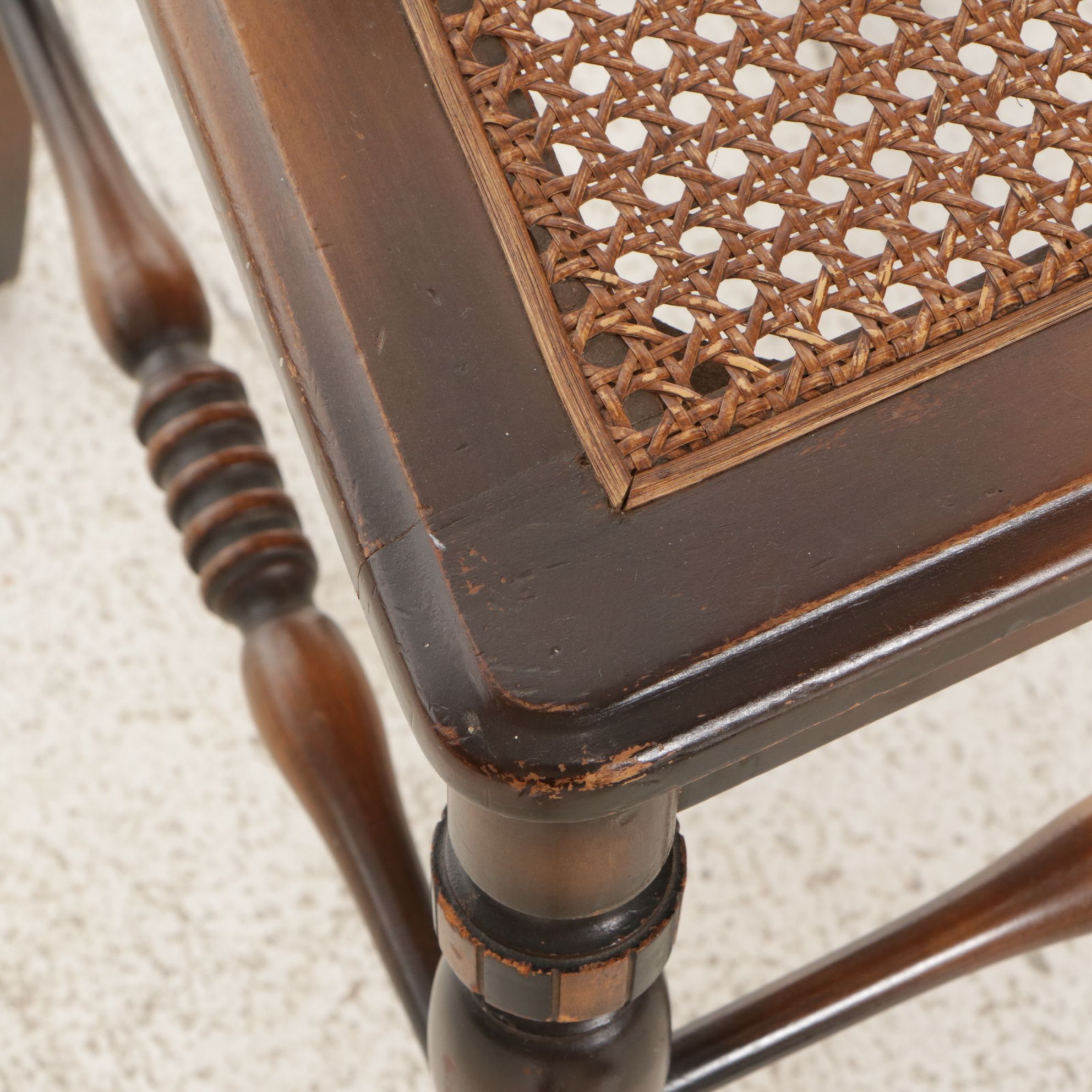 J.B. VanSciver Hand Painted Walnut Side Chair with Woven Cane Seat