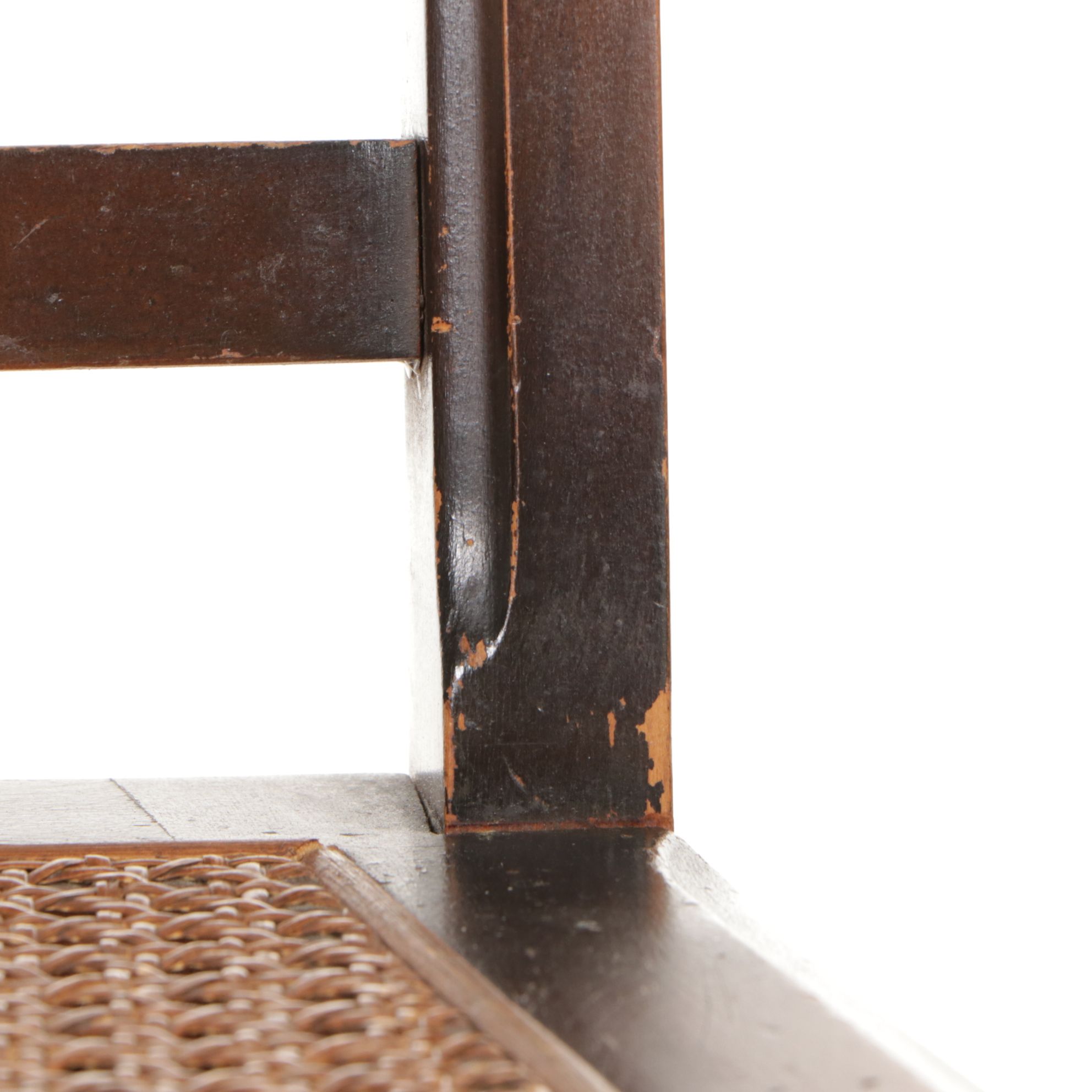 J.B. VanSciver Hand Painted Walnut Side Chair with Woven Cane Seat