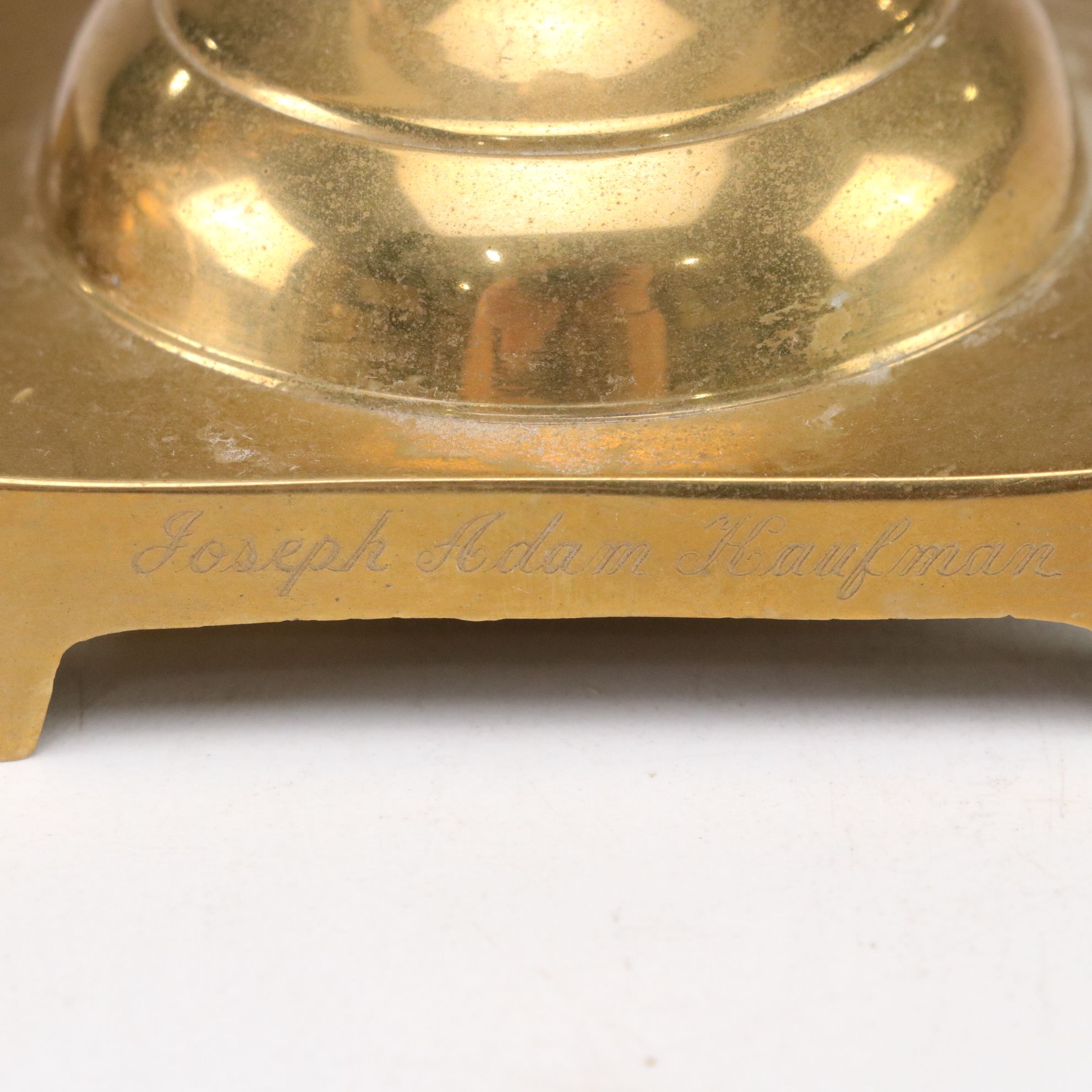 Polished Brass Candle Holders & Glass Shades