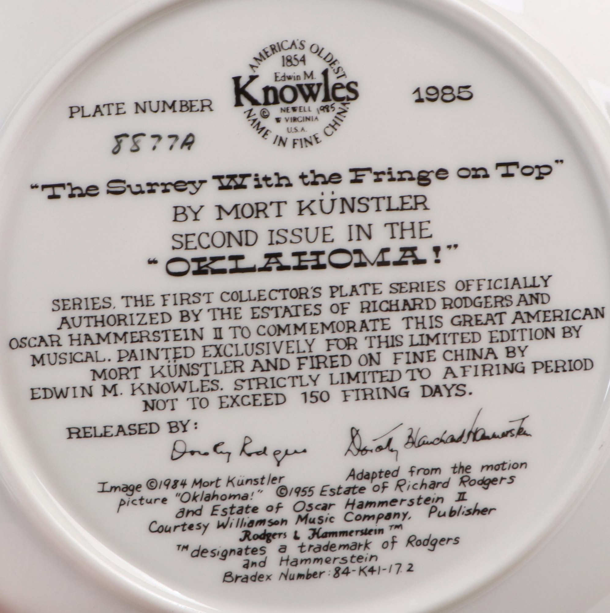 Mort Künstler "Oklahoma!" Ceramic Collector Plates