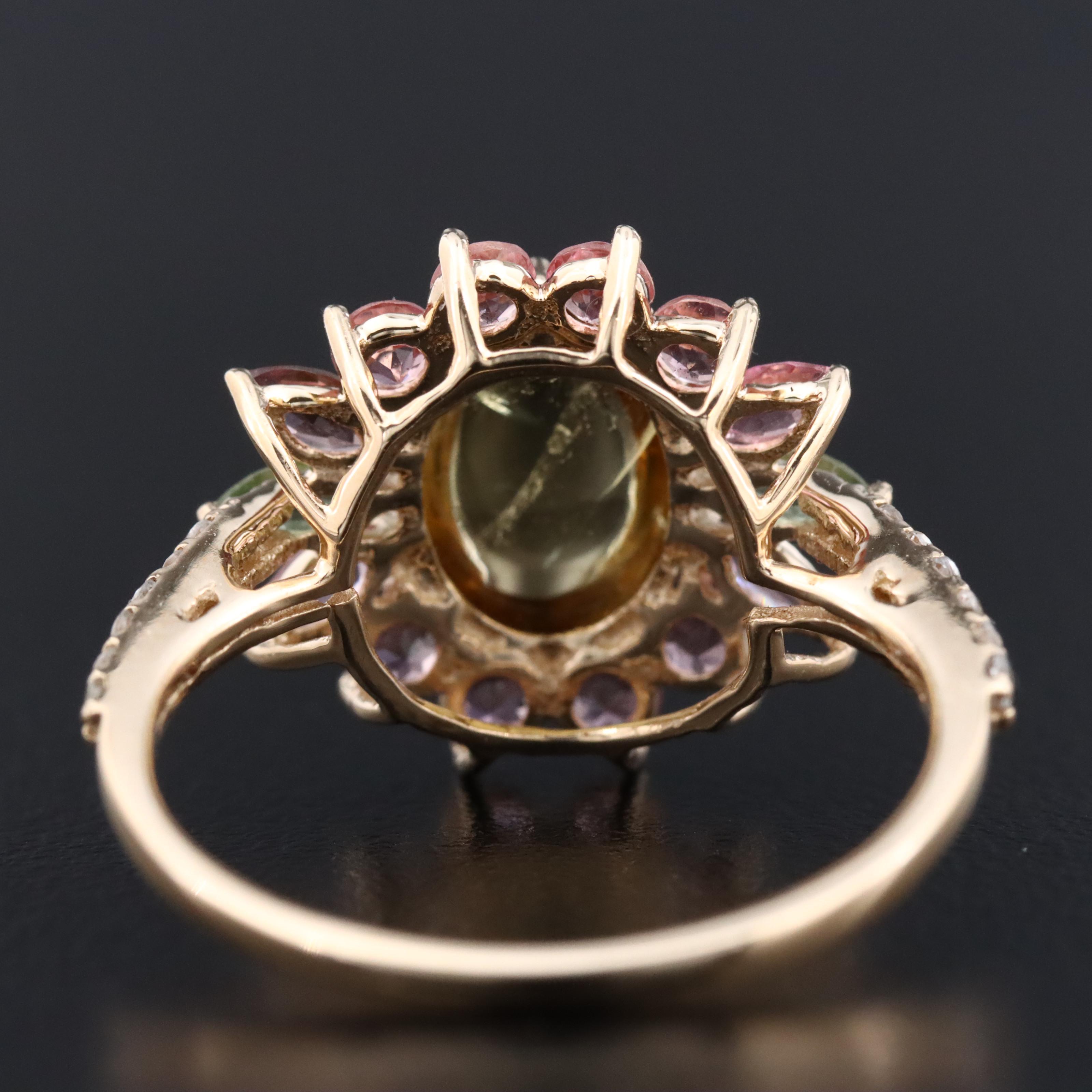 14K Tourmaline and White Sapphire Ring