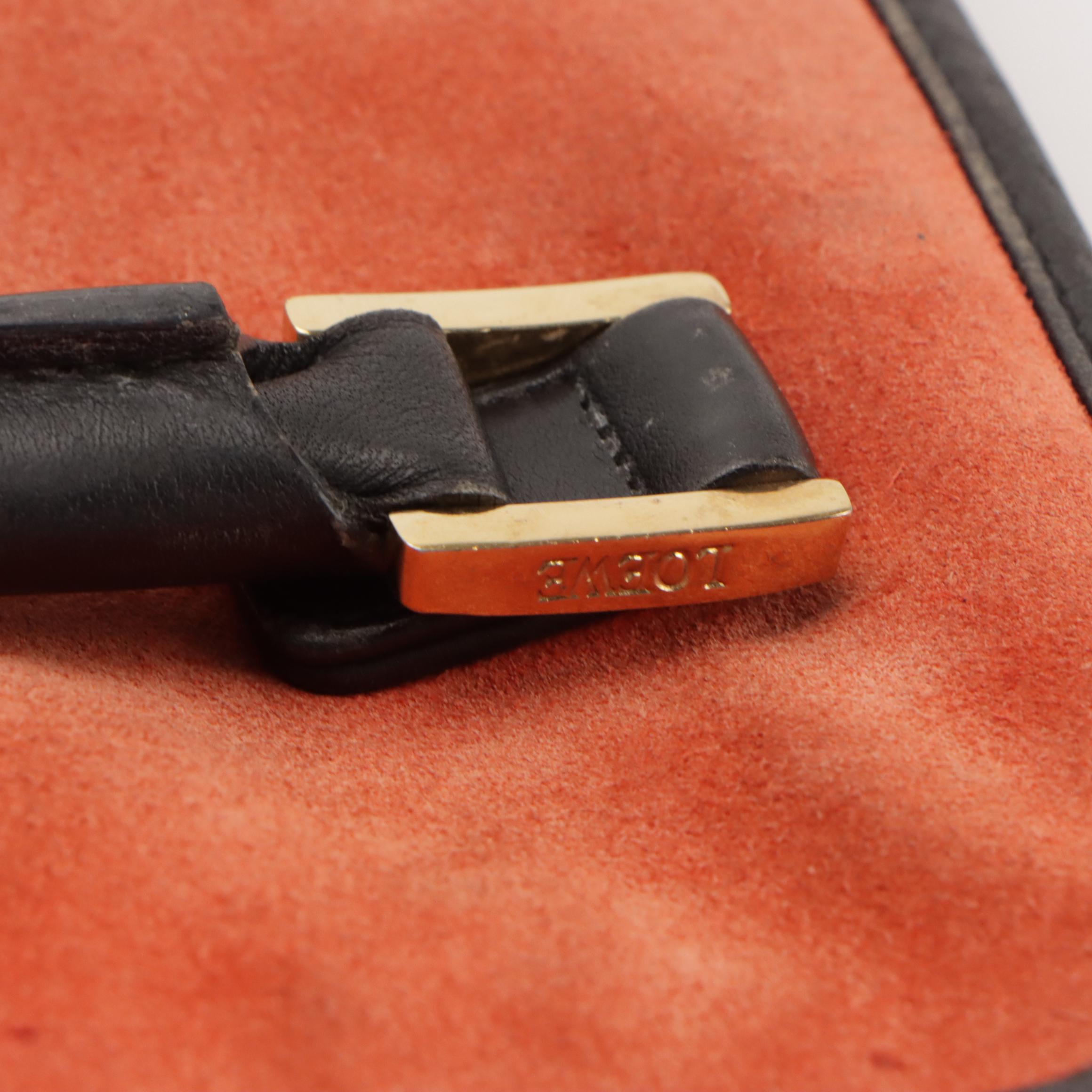 Loewe Amazona Handbag in Burnt Orange Suede and Black Leather Trim