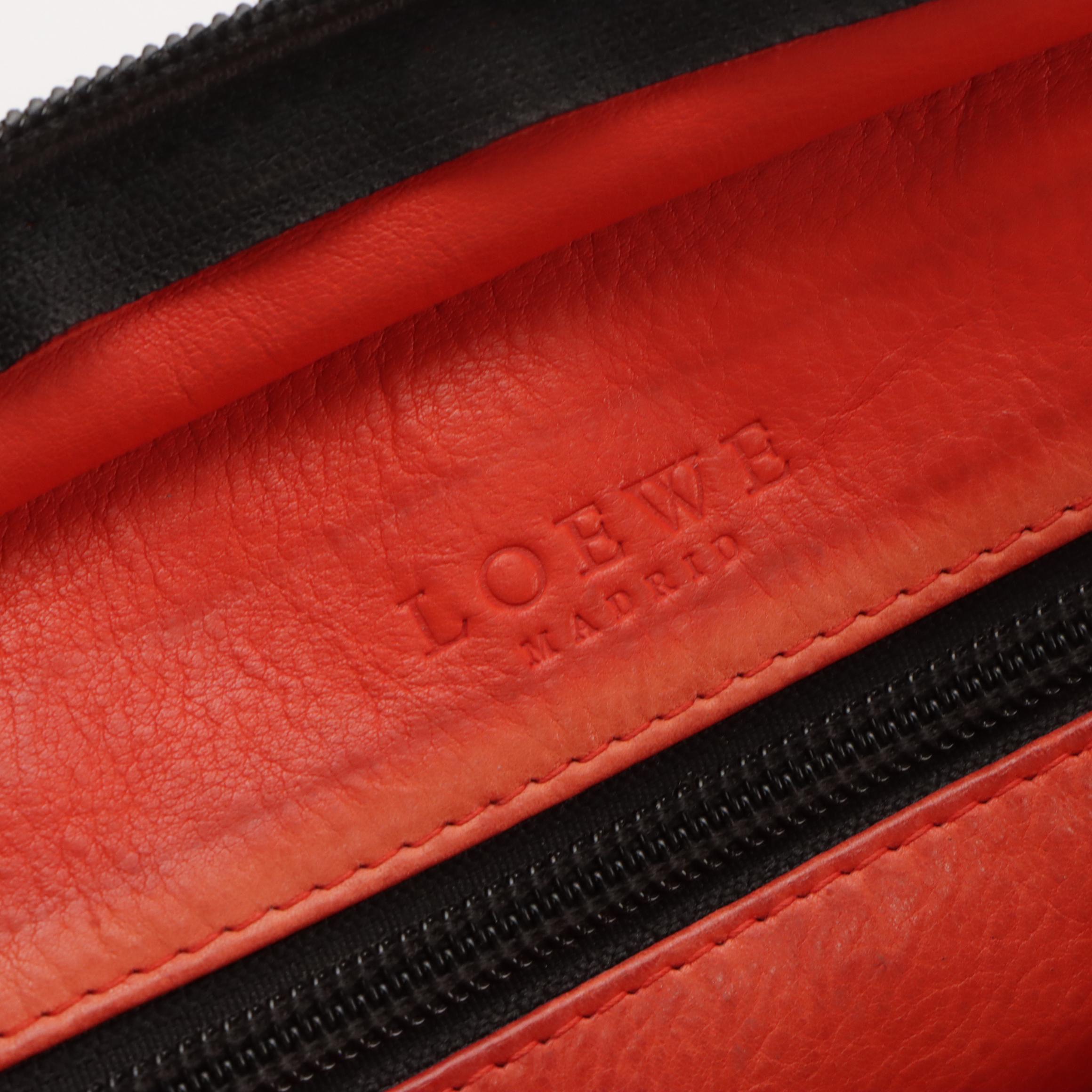 Loewe Amazona Handbag in Burnt Orange Suede and Black Leather Trim