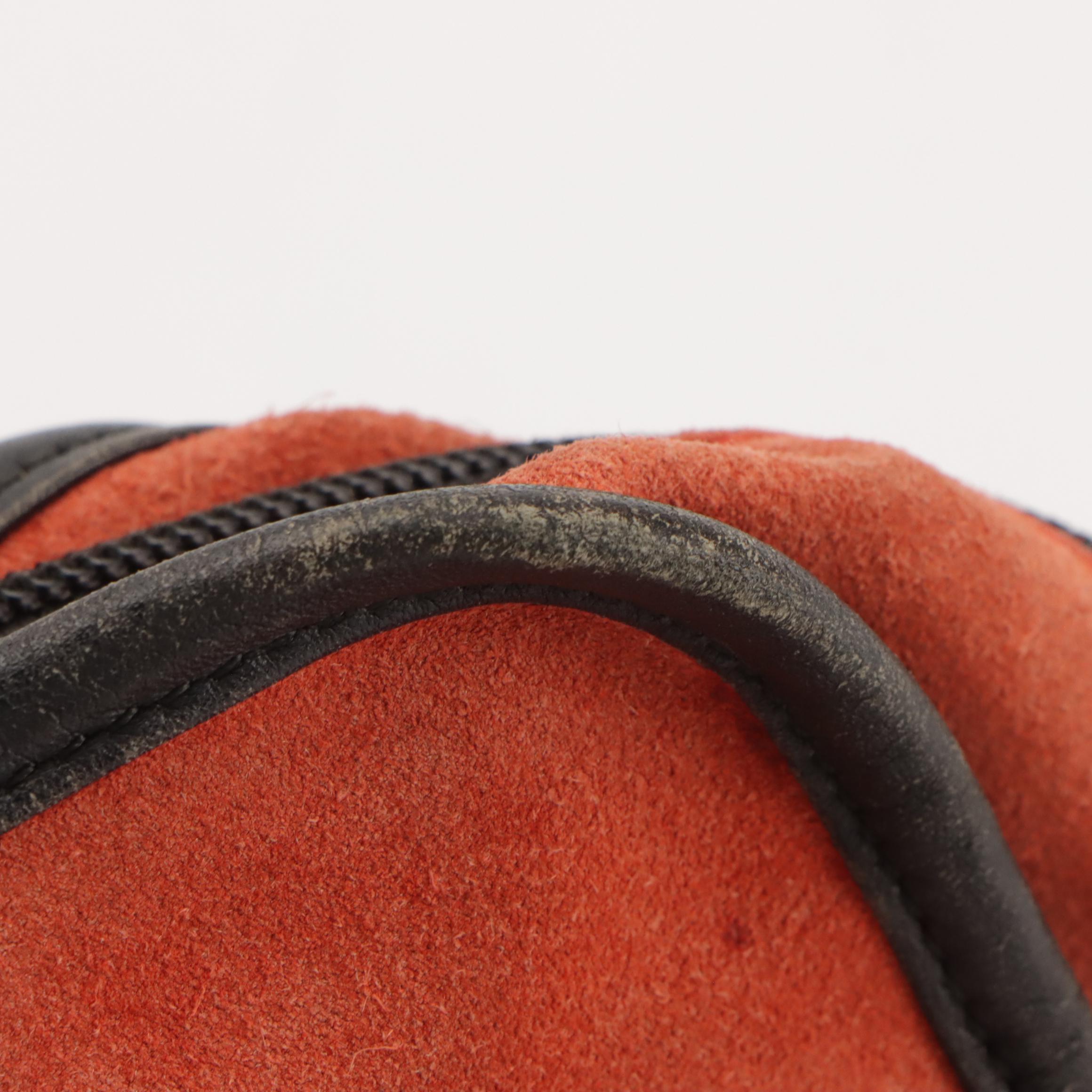 Loewe Amazona Handbag in Burnt Orange Suede and Black Leather Trim