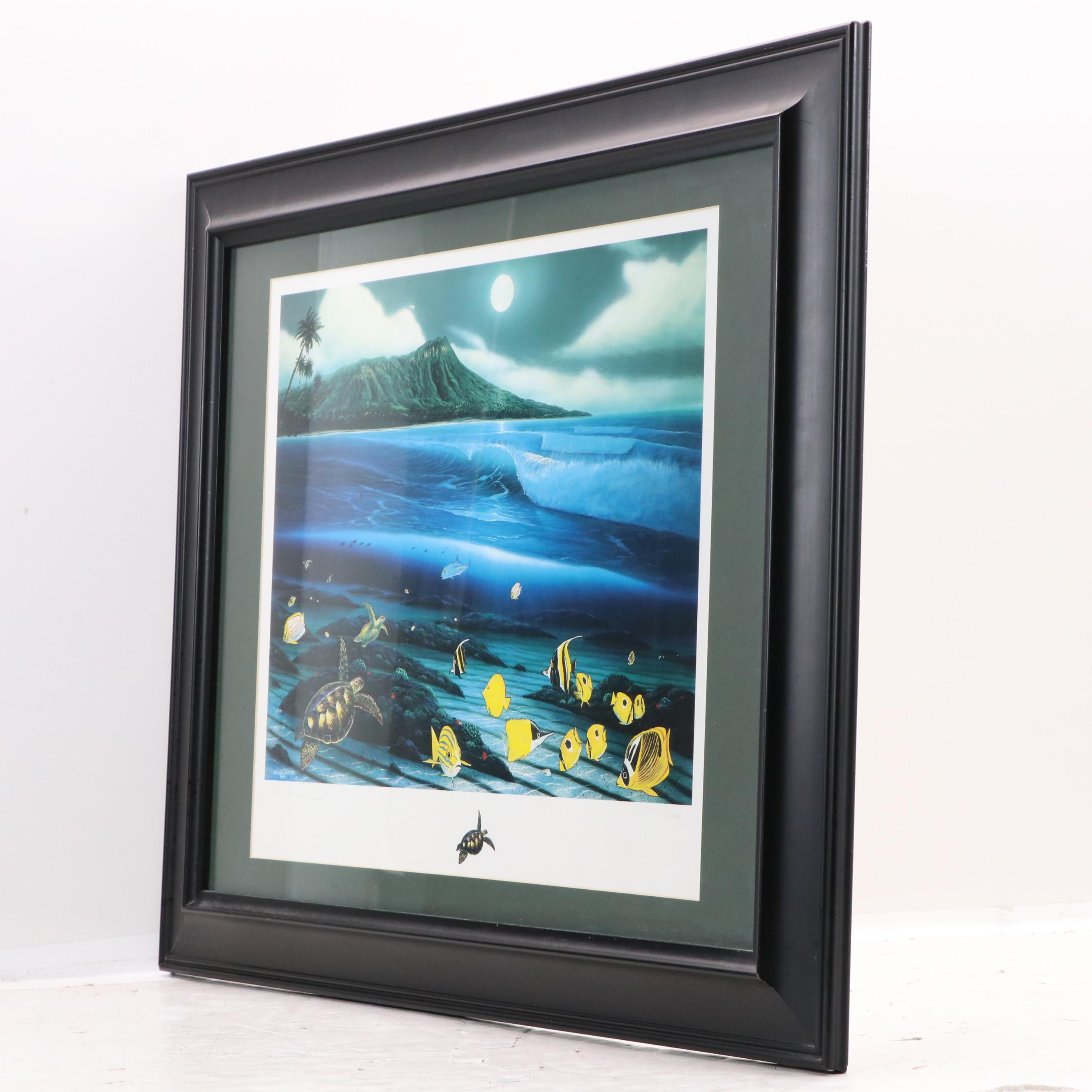 Robert Wyland Embossed Giclée "Diamond Head Moon," 1998