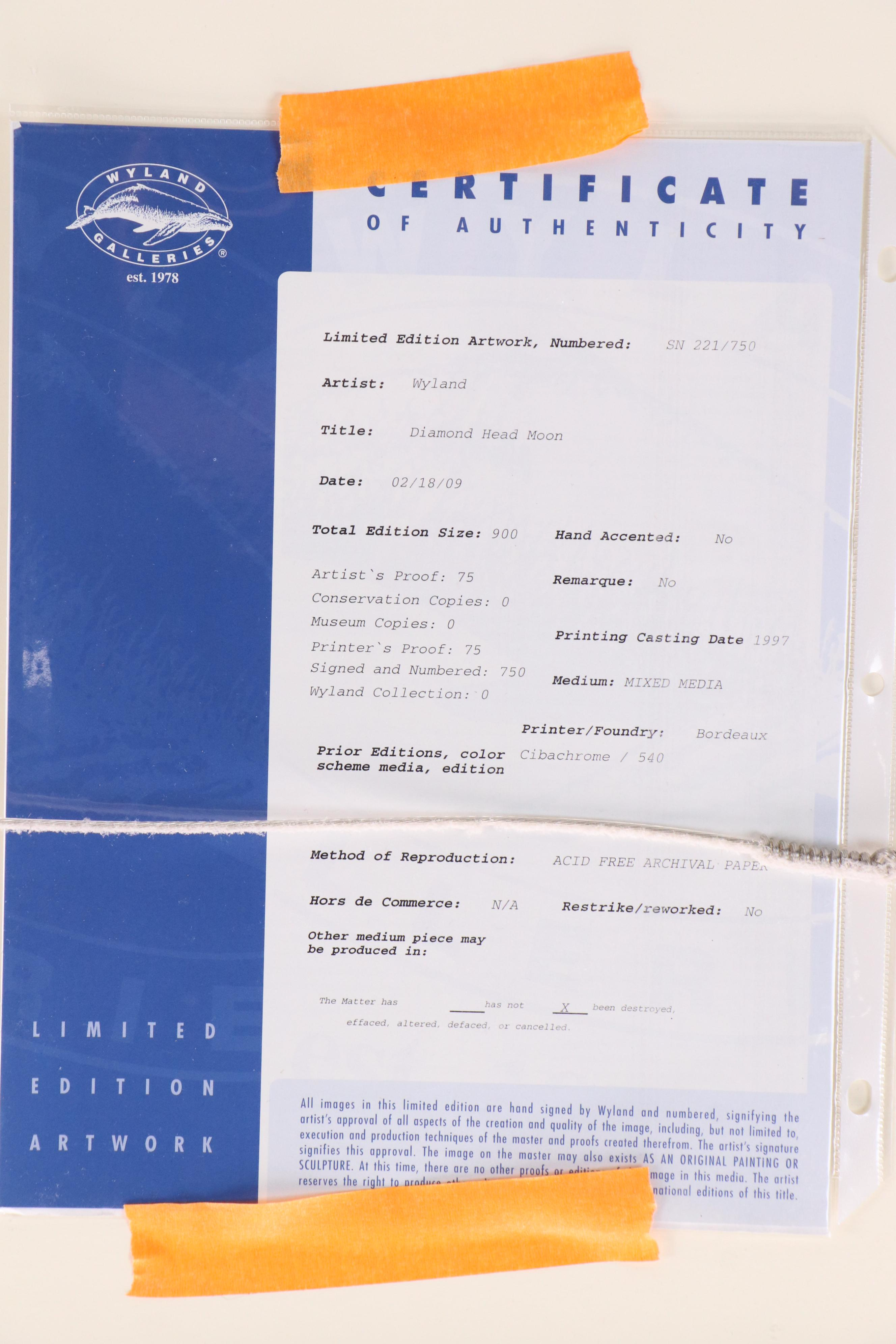 Robert Wyland Embossed Giclée "Diamond Head Moon," 1998