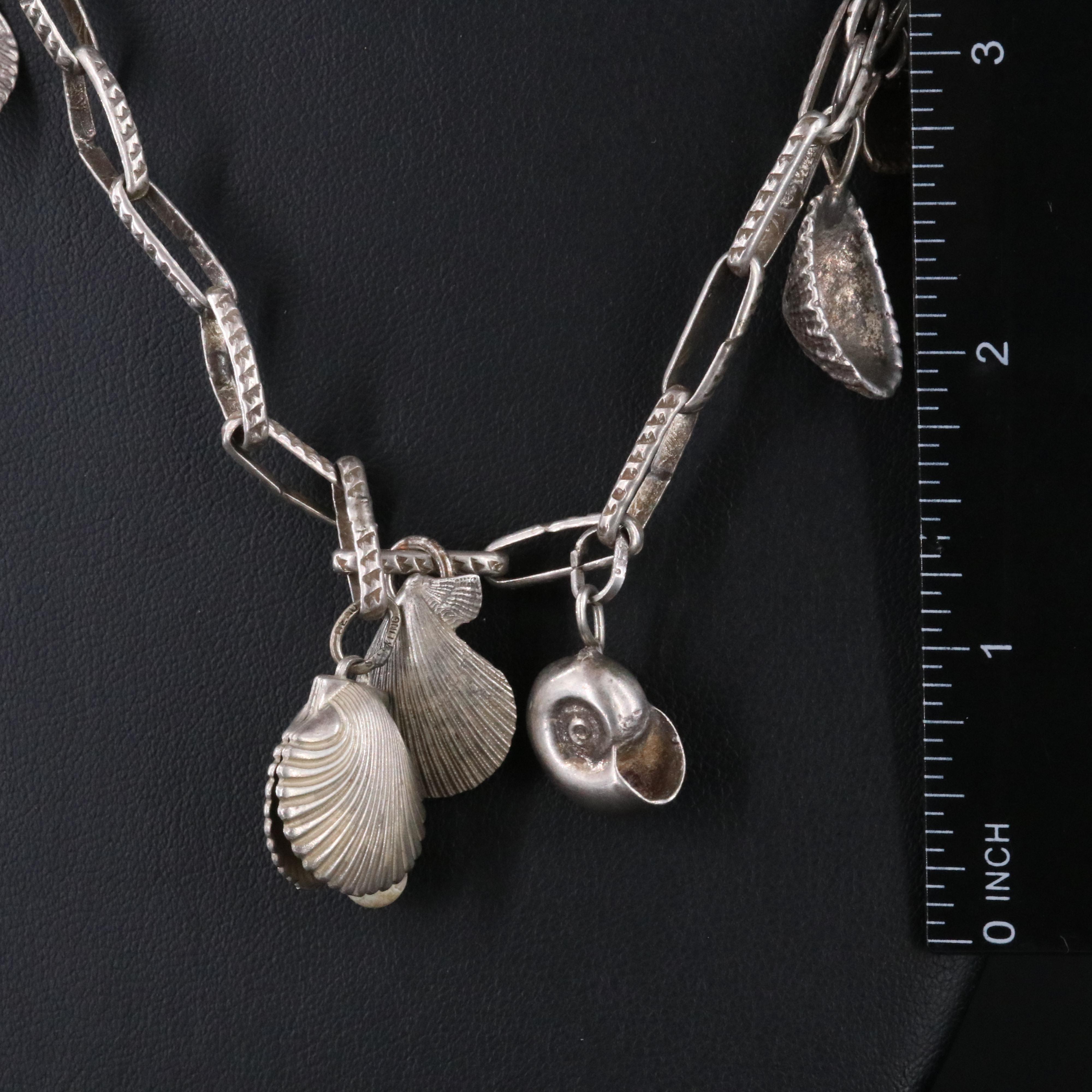 Sterling Shell Themed Charm Necklace