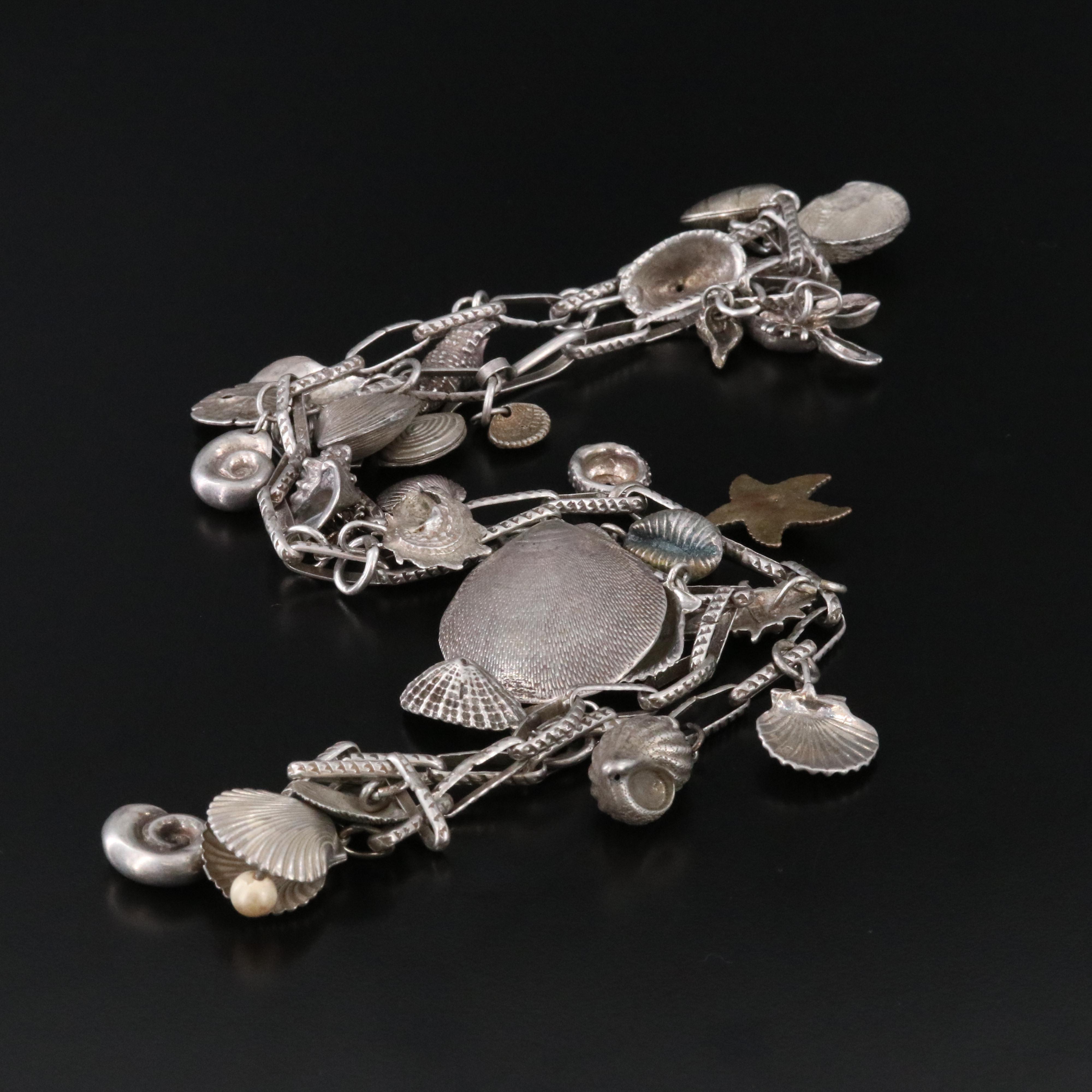 Sterling Shell Themed Charm Necklace