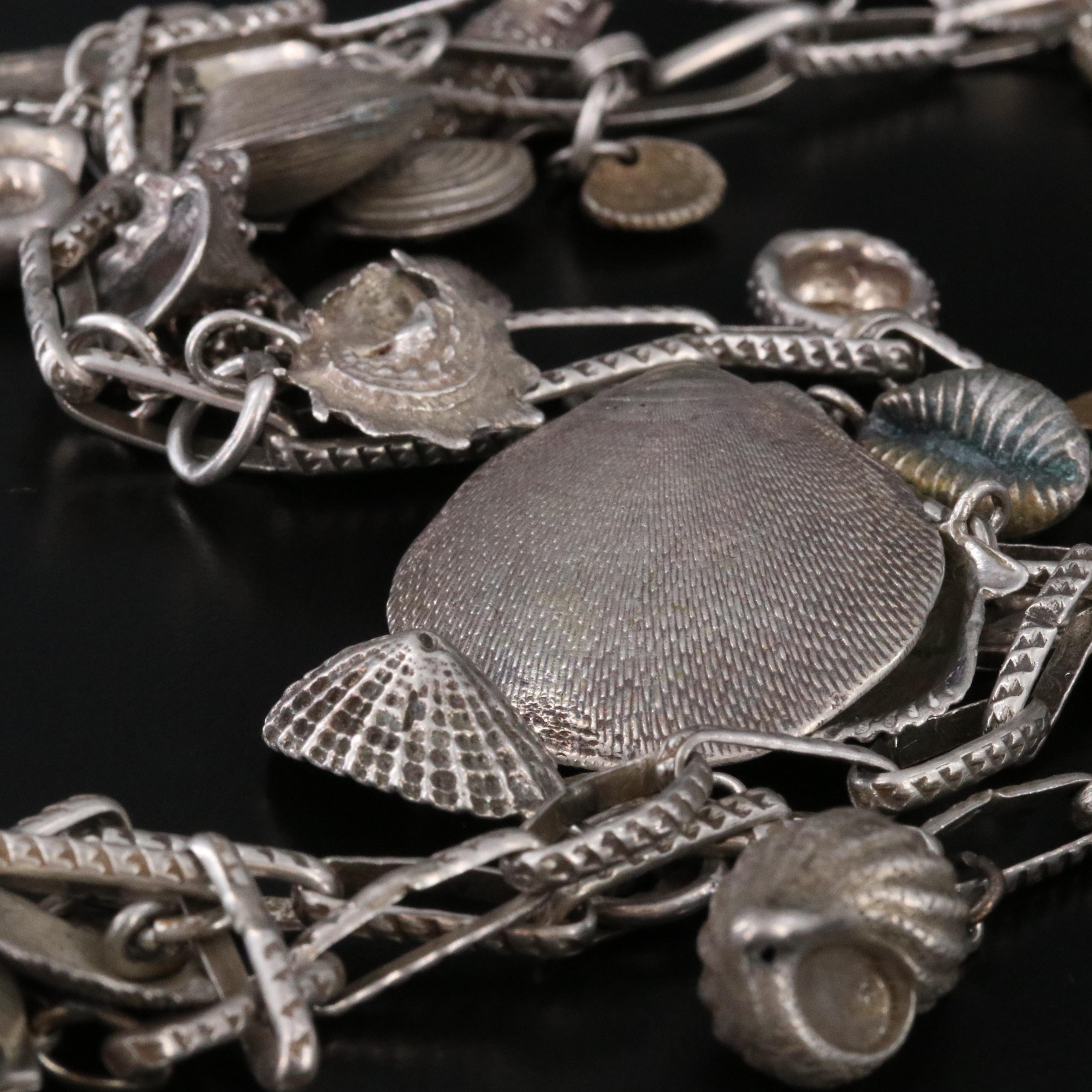 Sterling Shell Themed Charm Necklace