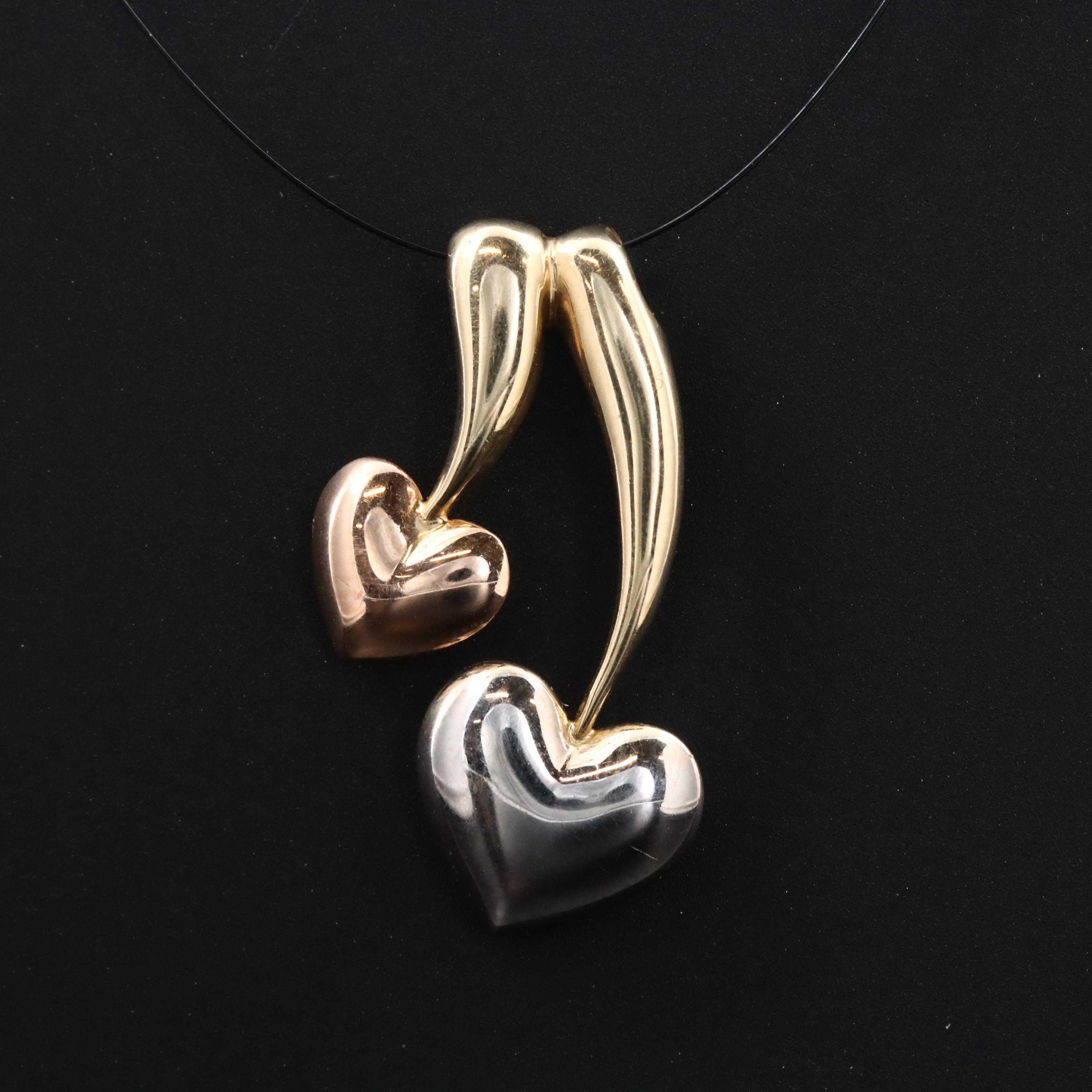 14K Tri-Color Heart Pendant