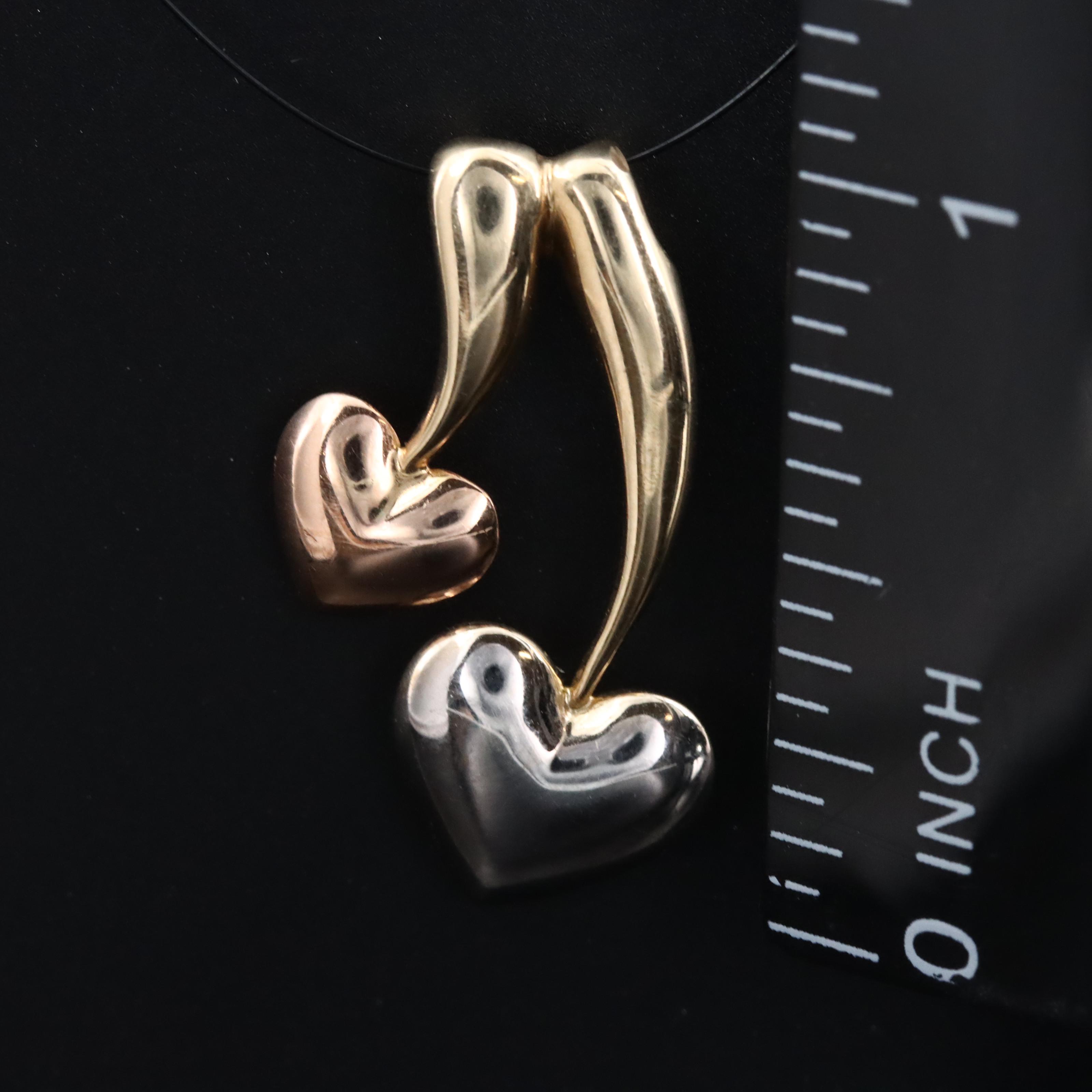 14K Tri-Color Heart Pendant