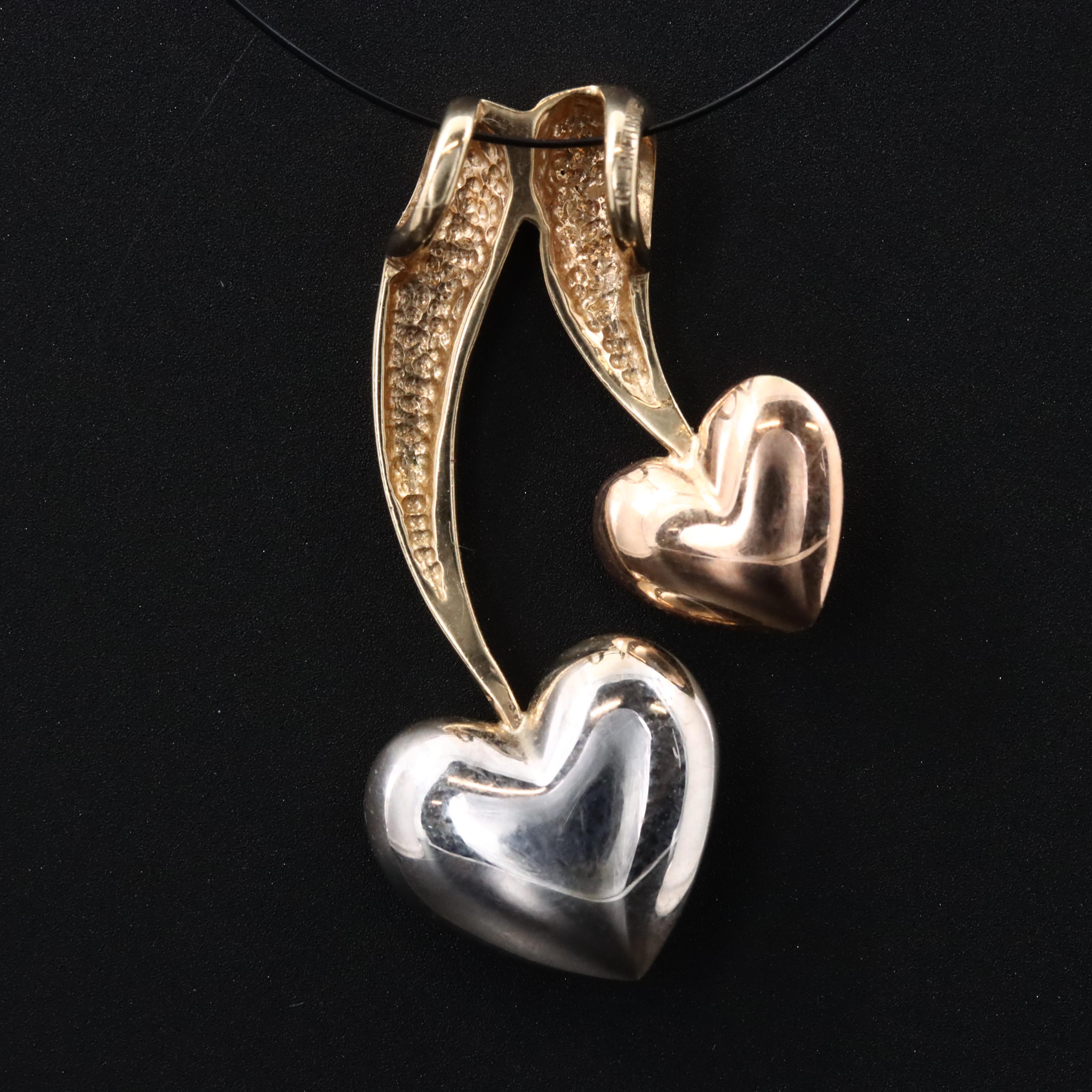 14K Tri-Color Heart Pendant