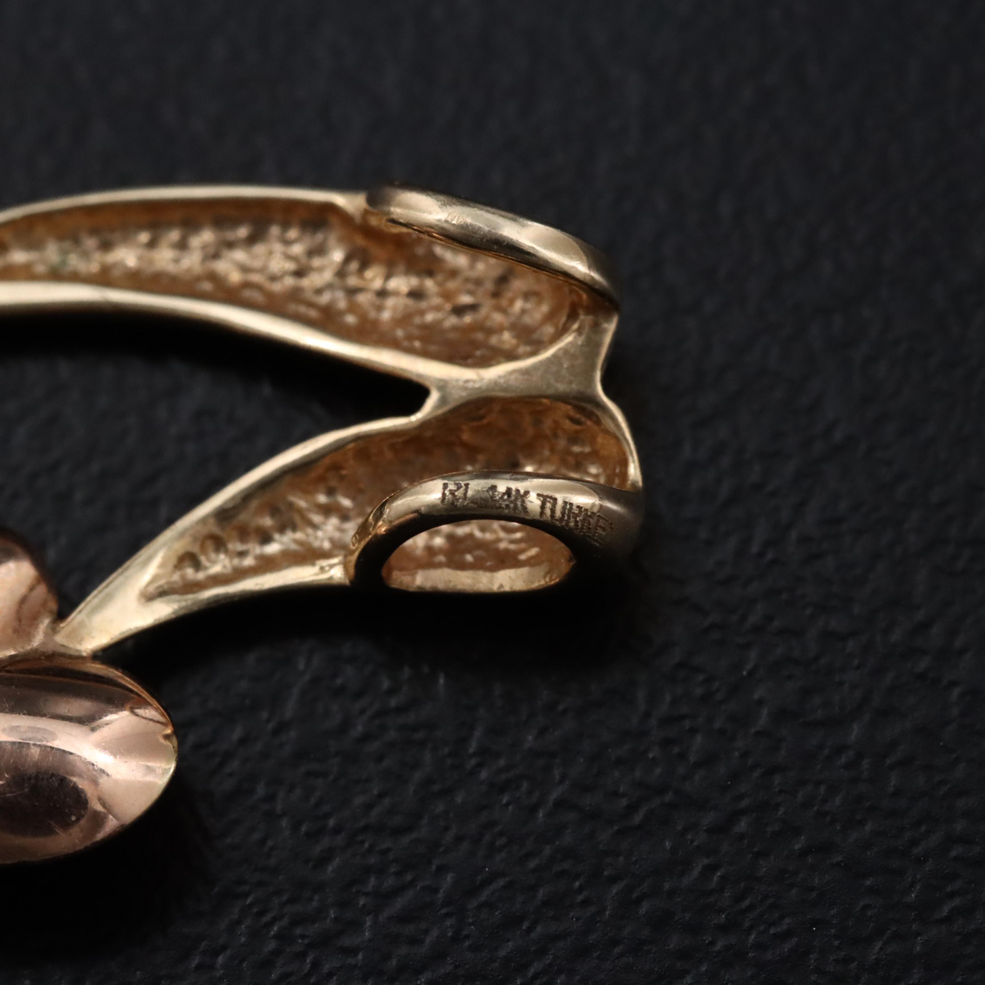 14K Tri-Color Heart Pendant