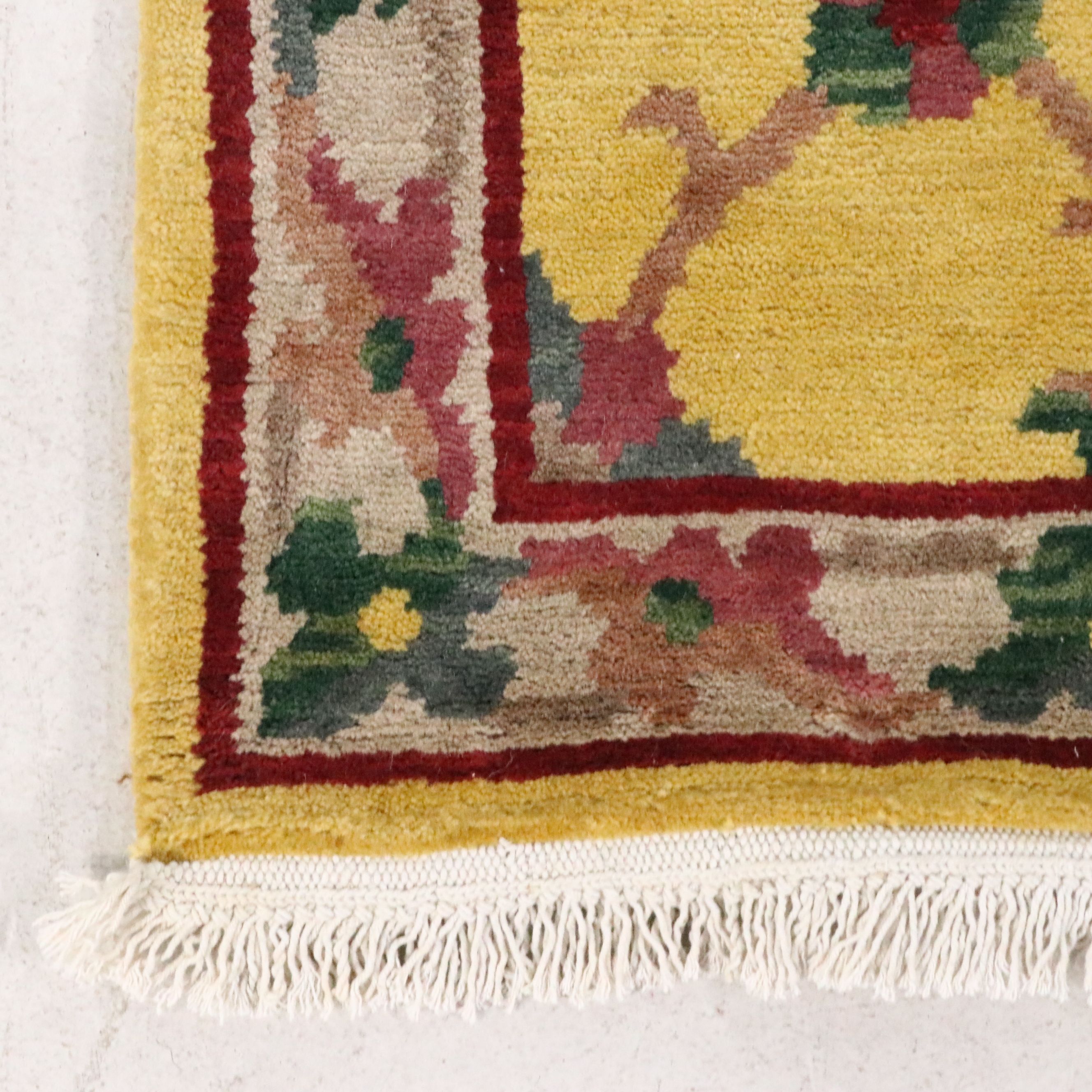 2'7 x 10'4 Hand-Knotted Tibetan Floral Lattice Carpet Runner