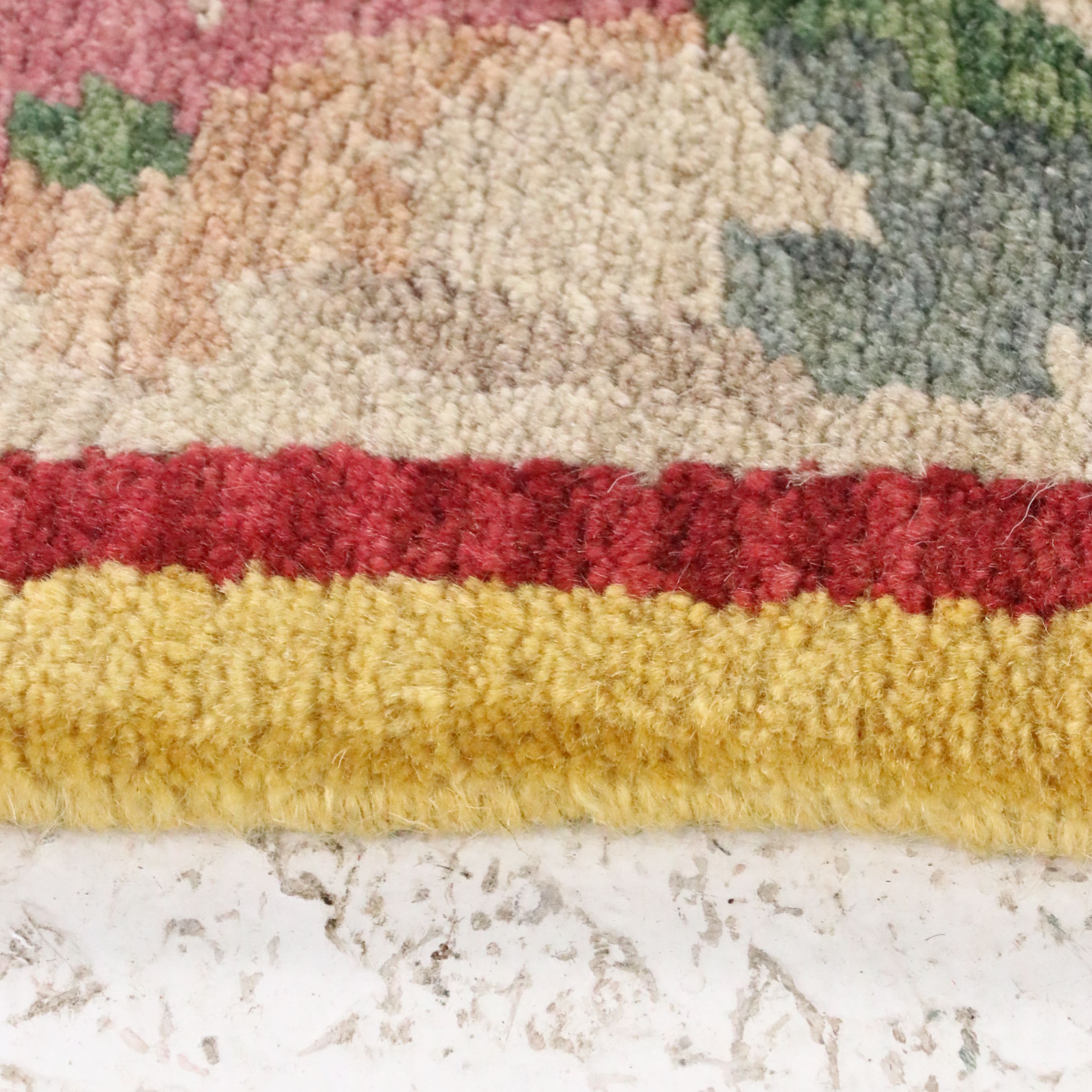 2'7 x 10'4 Hand-Knotted Tibetan Floral Lattice Carpet Runner