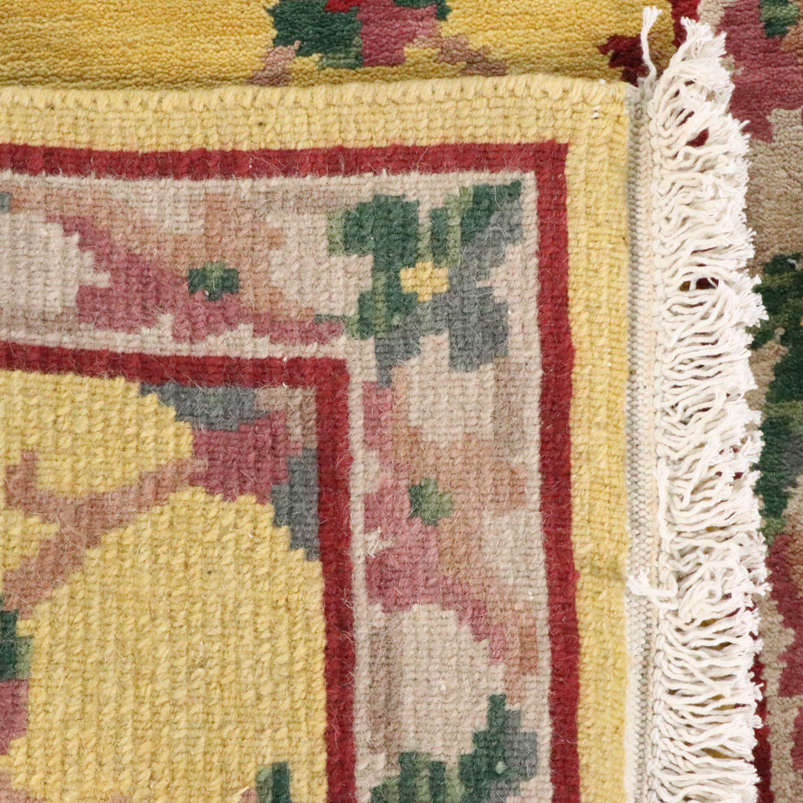 2'7 x 10'4 Hand-Knotted Tibetan Floral Lattice Carpet Runner