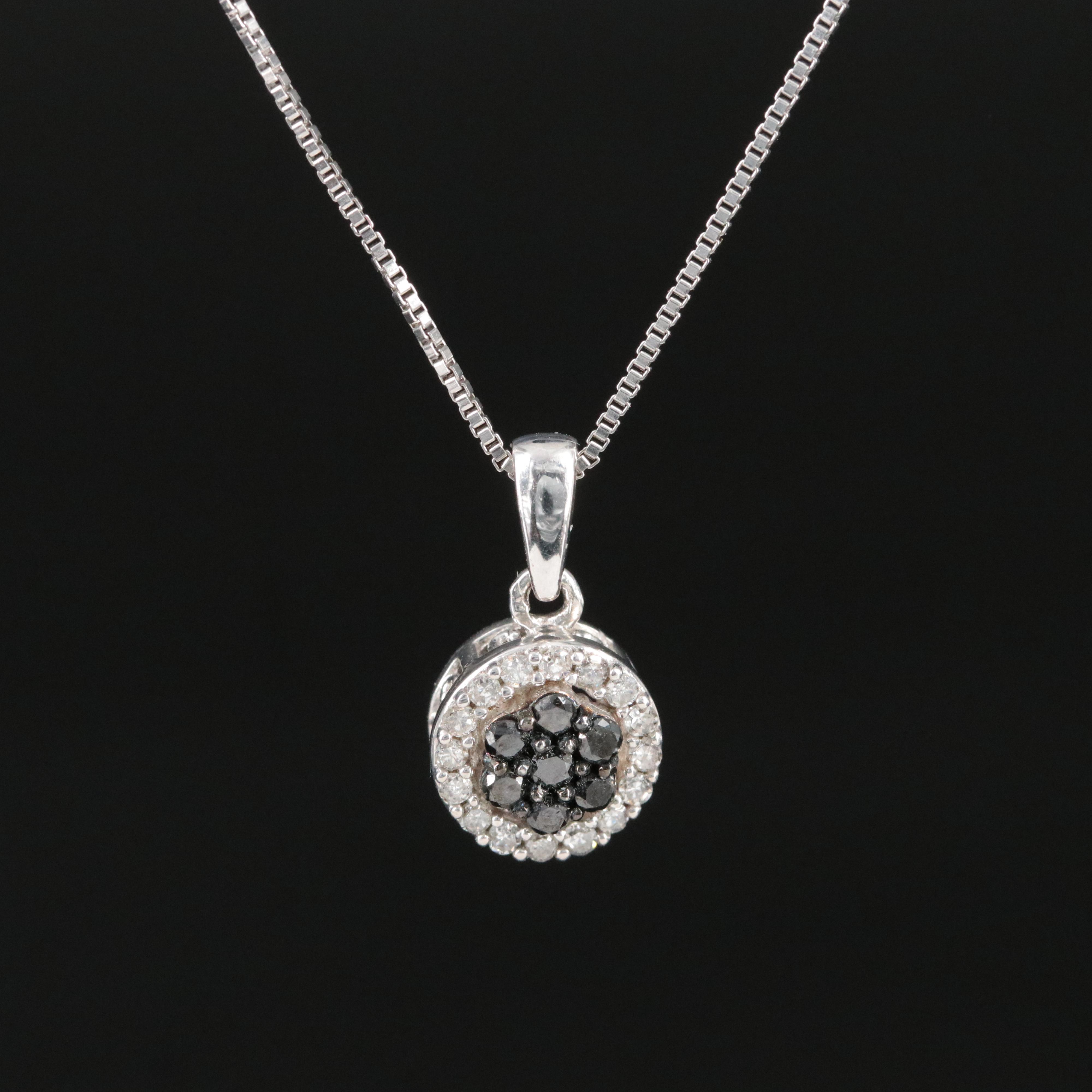 Sterling and Diamond Pendant Necklace Including Fancy Black Diamonds