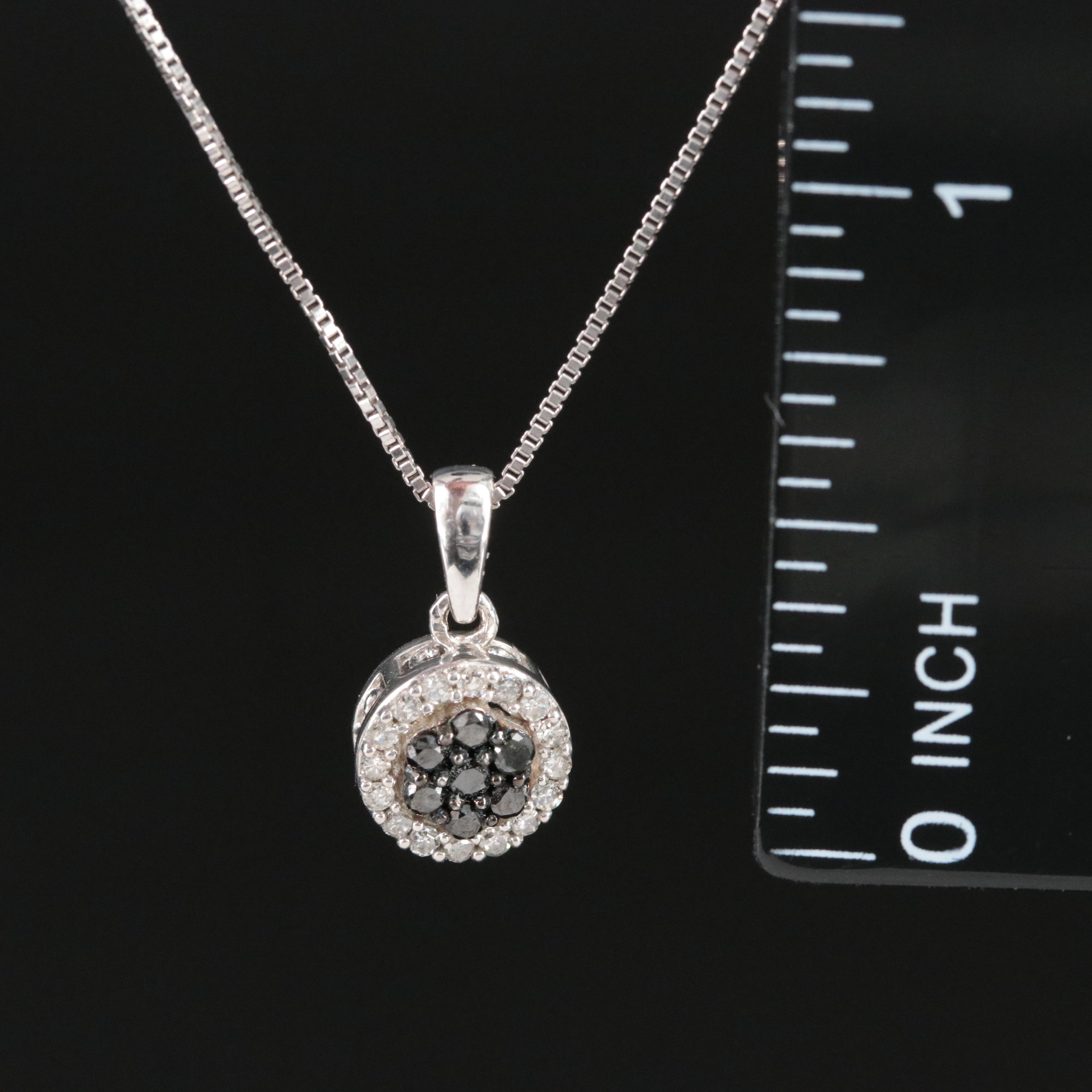 Sterling and Diamond Pendant Necklace Including Fancy Black Diamonds