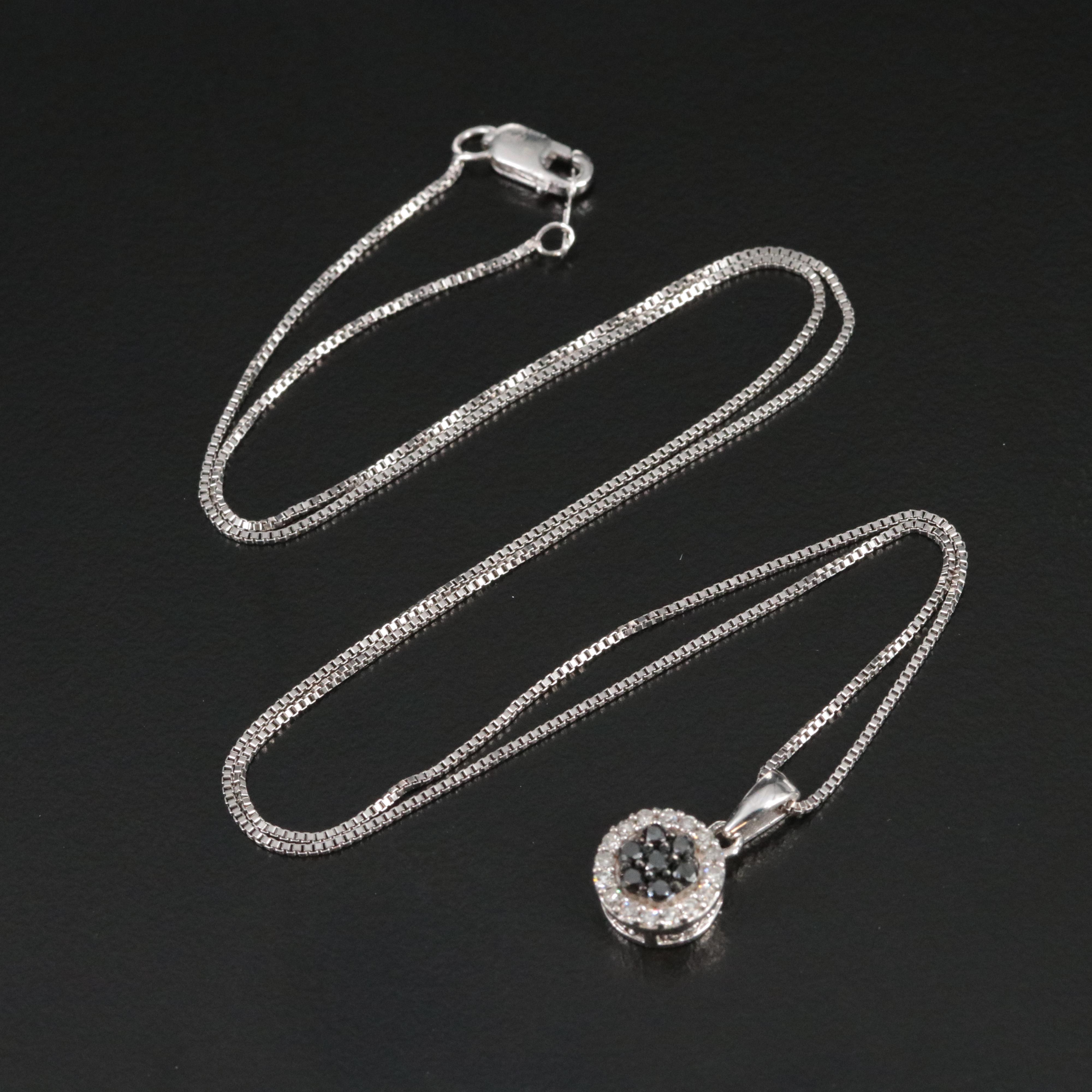 Sterling and Diamond Pendant Necklace Including Fancy Black Diamonds