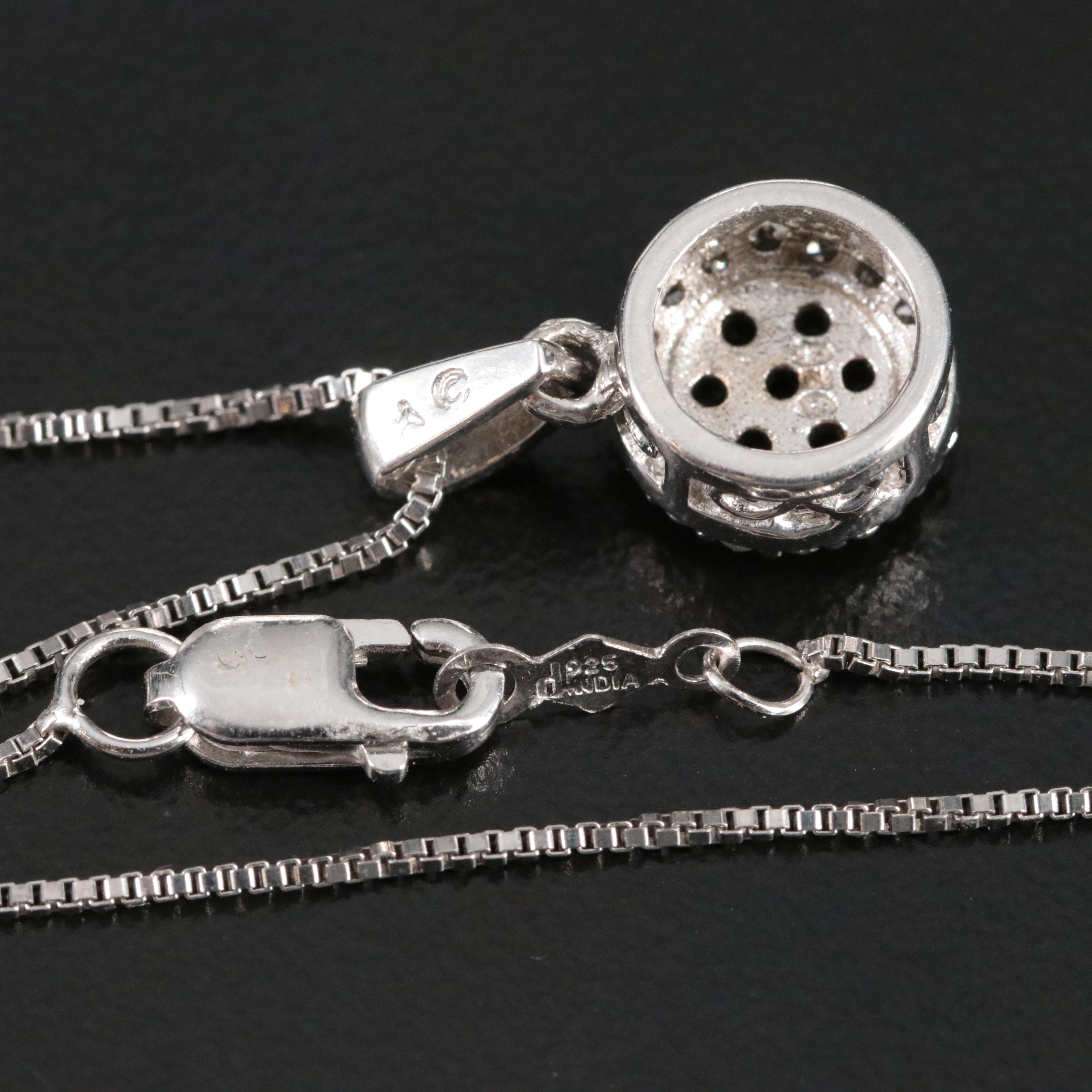 Sterling and Diamond Pendant Necklace Including Fancy Black Diamonds