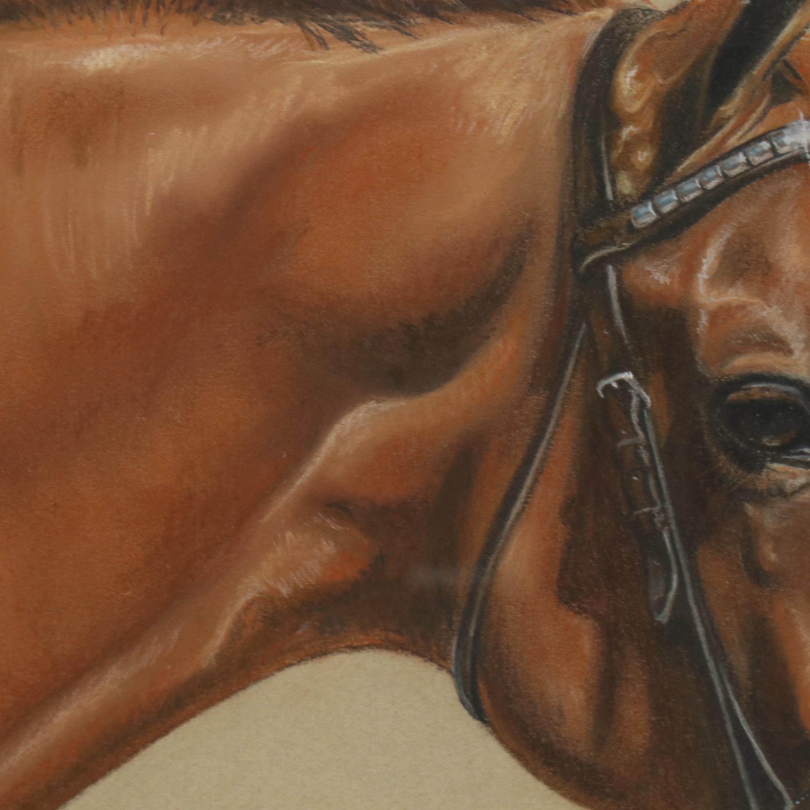 Angie Equine Portrait Chalk Pastel Drawing, 1989