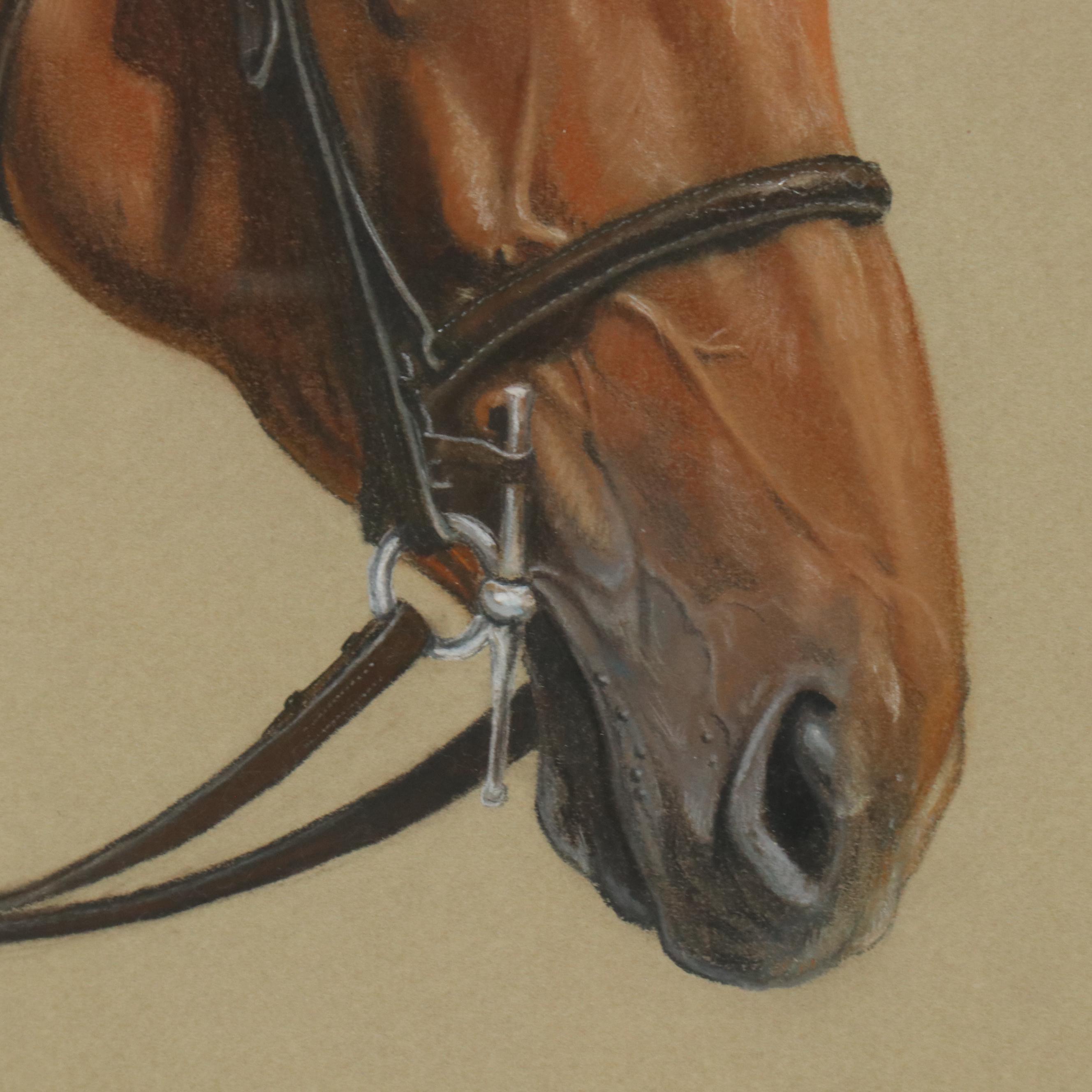 Angie Equine Portrait Chalk Pastel Drawing, 1989