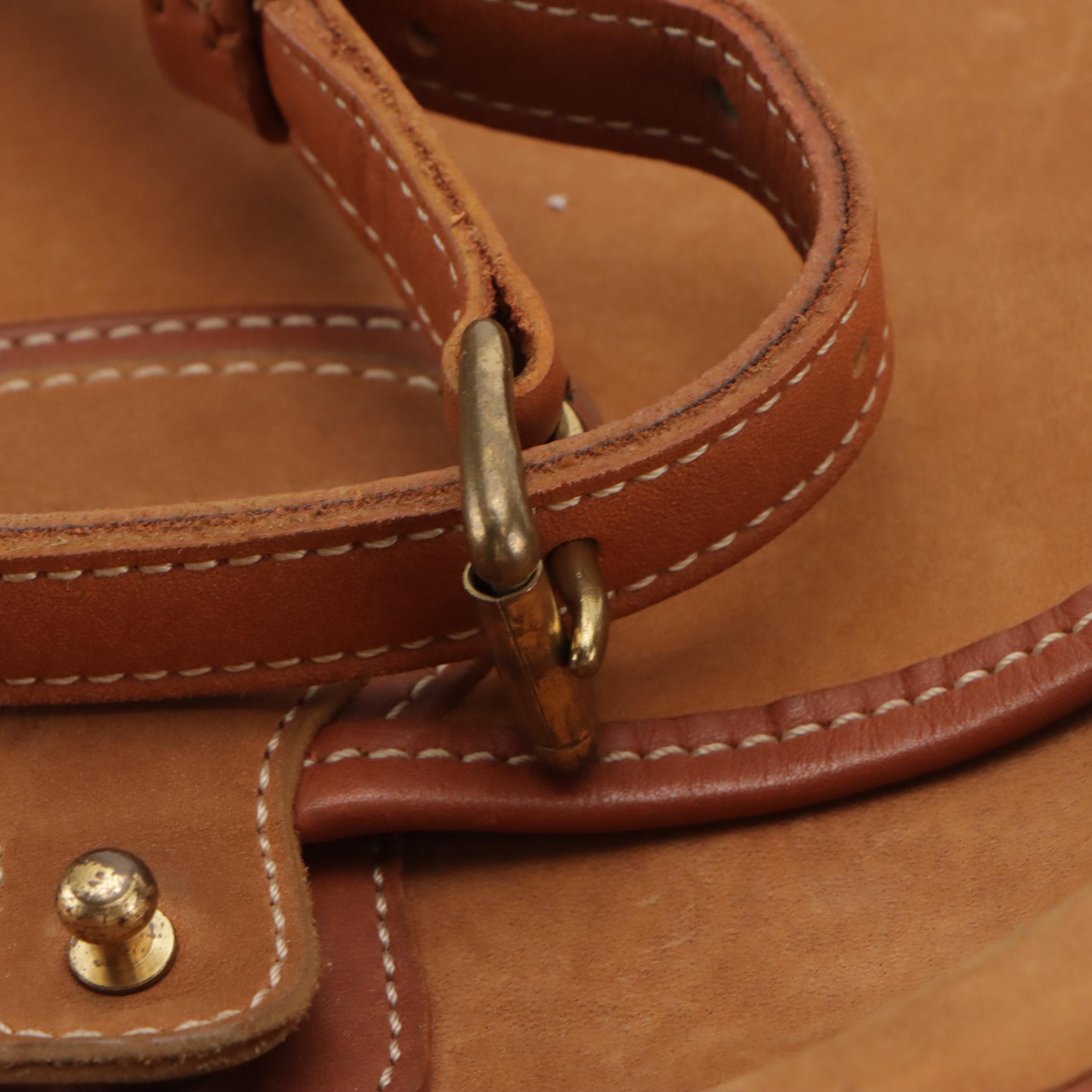 Burberrys Vintage Saddle Flap Crossbody in Caramel Brown Nubuck and Leather