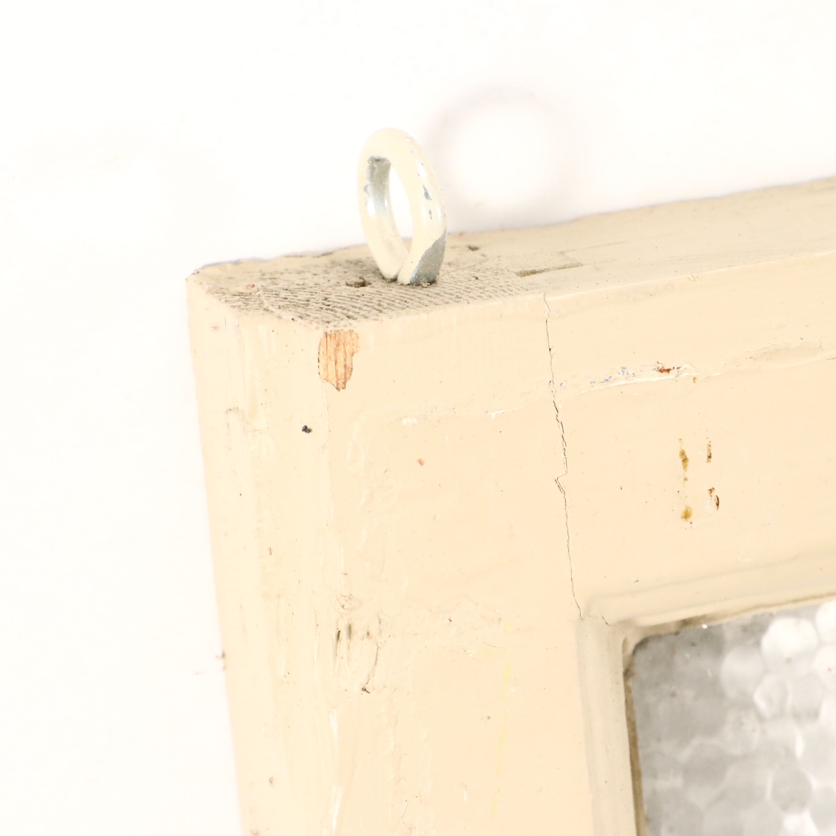 Framed Arts & Crafts Style Geometric Stained Lead Glass Window Panel