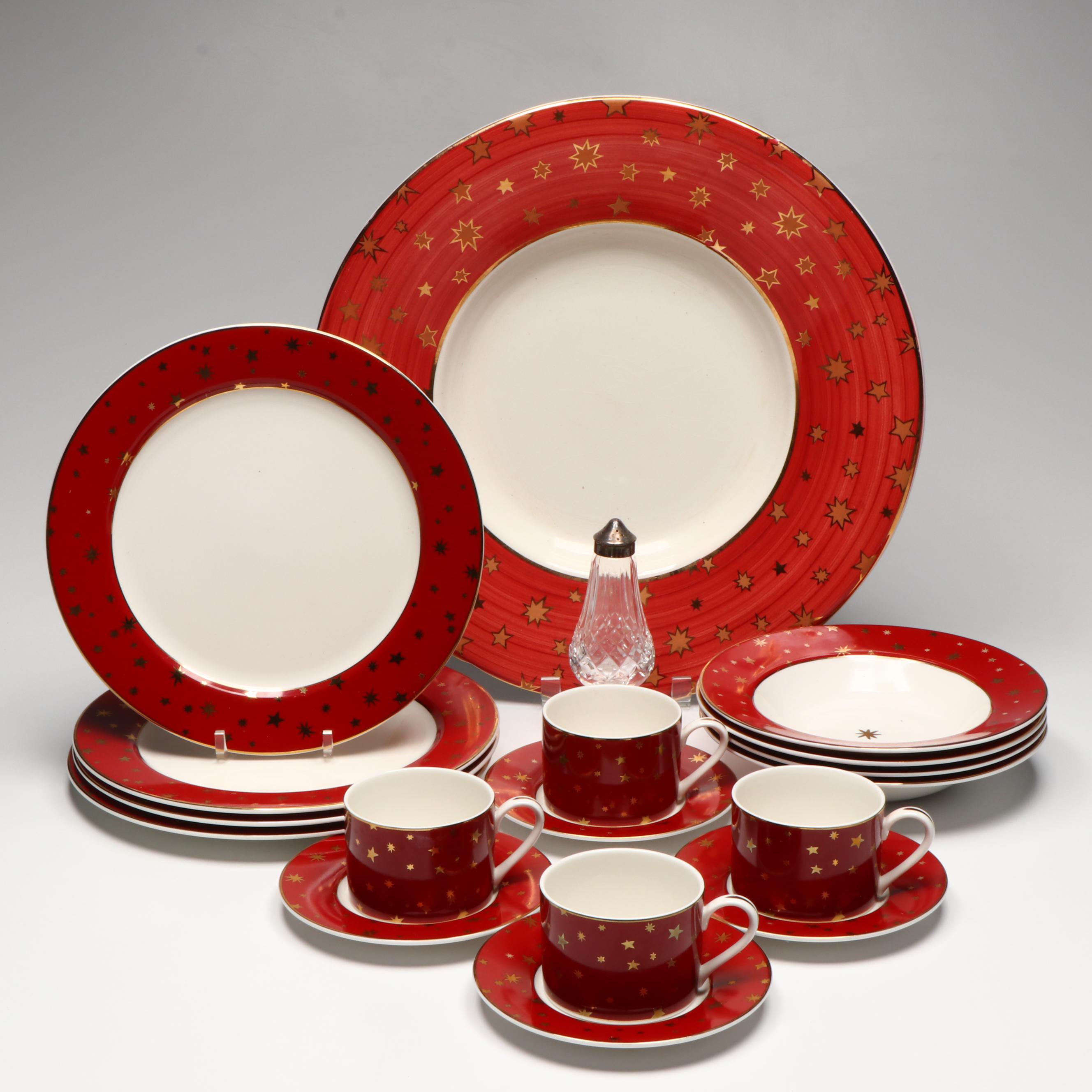 Sakura "Galaxy" Dinnerware and Cups with Salt Shaker and Varm Ceramica Platter