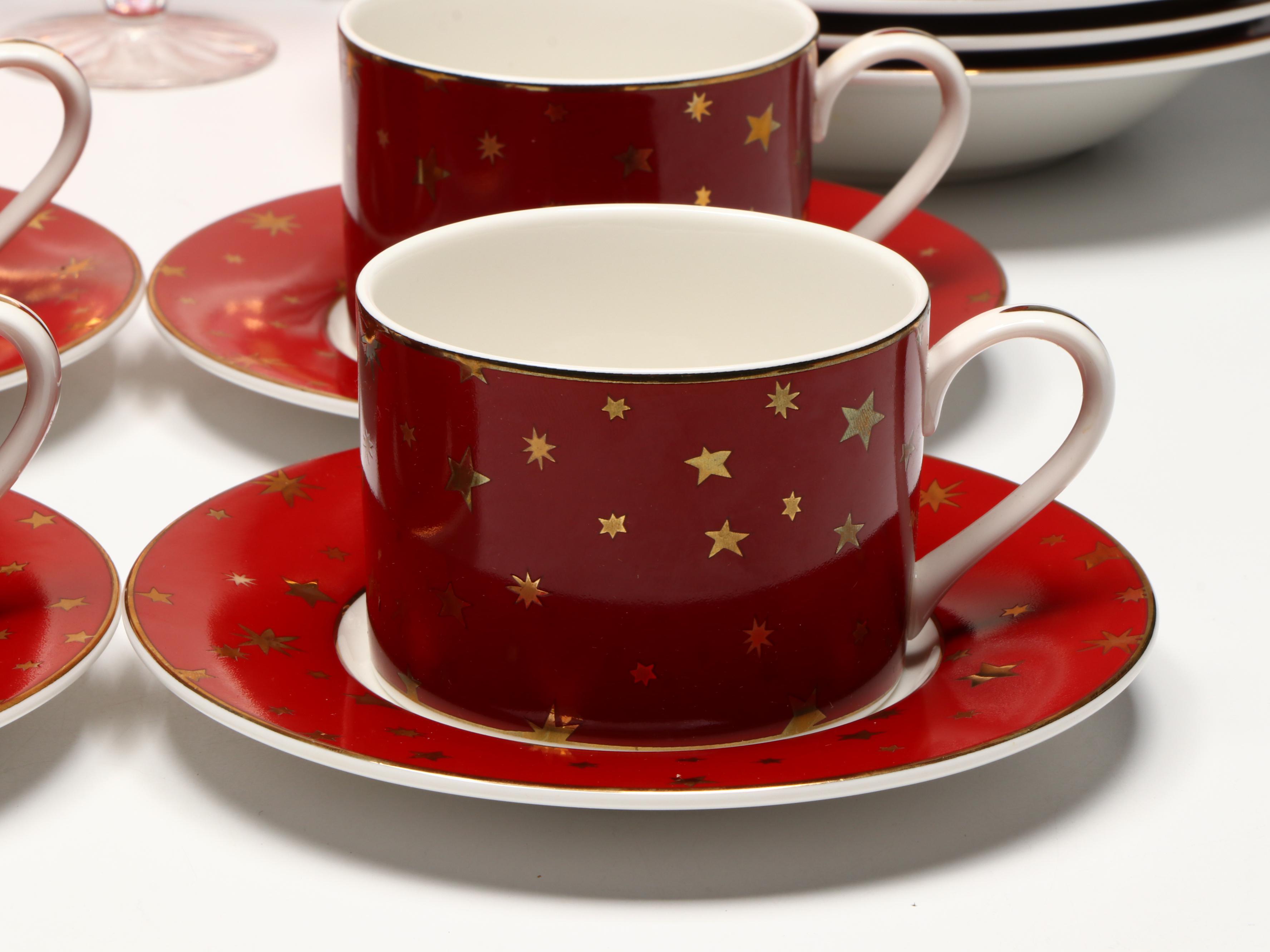 Sakura "Galaxy" Dinnerware and Cups with Salt Shaker and Varm Ceramica Platter