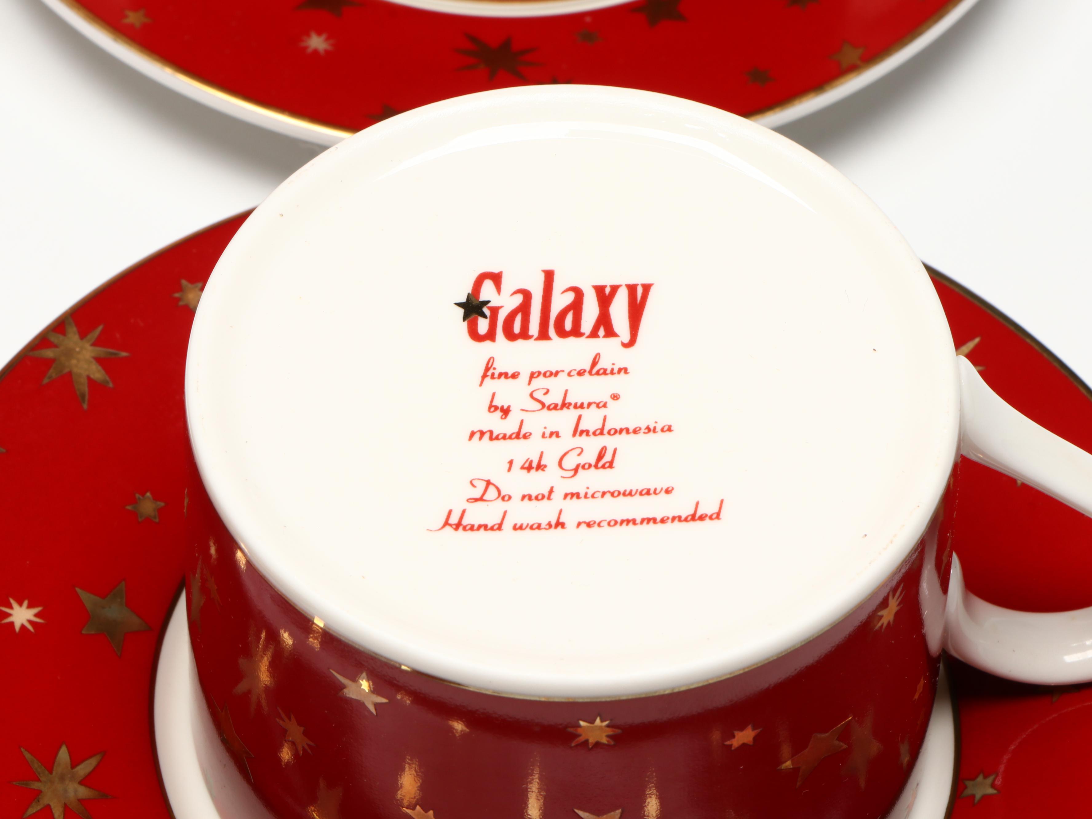 Sakura "Galaxy" Dinnerware and Cups with Salt Shaker and Varm Ceramica Platter