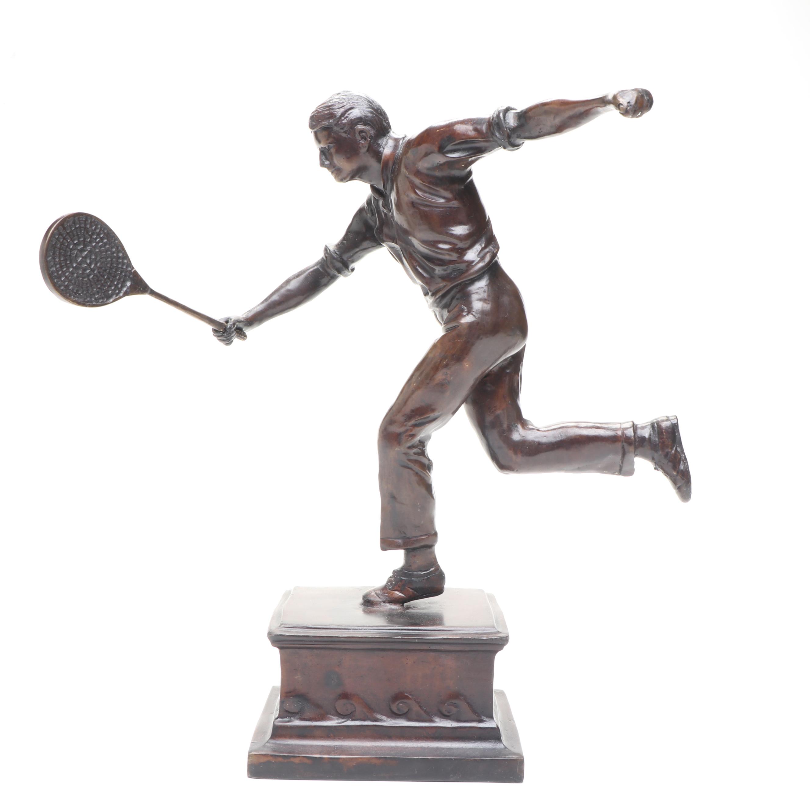 Maitland-Smith Bronze Tennis Player Statue, Late 20th Century