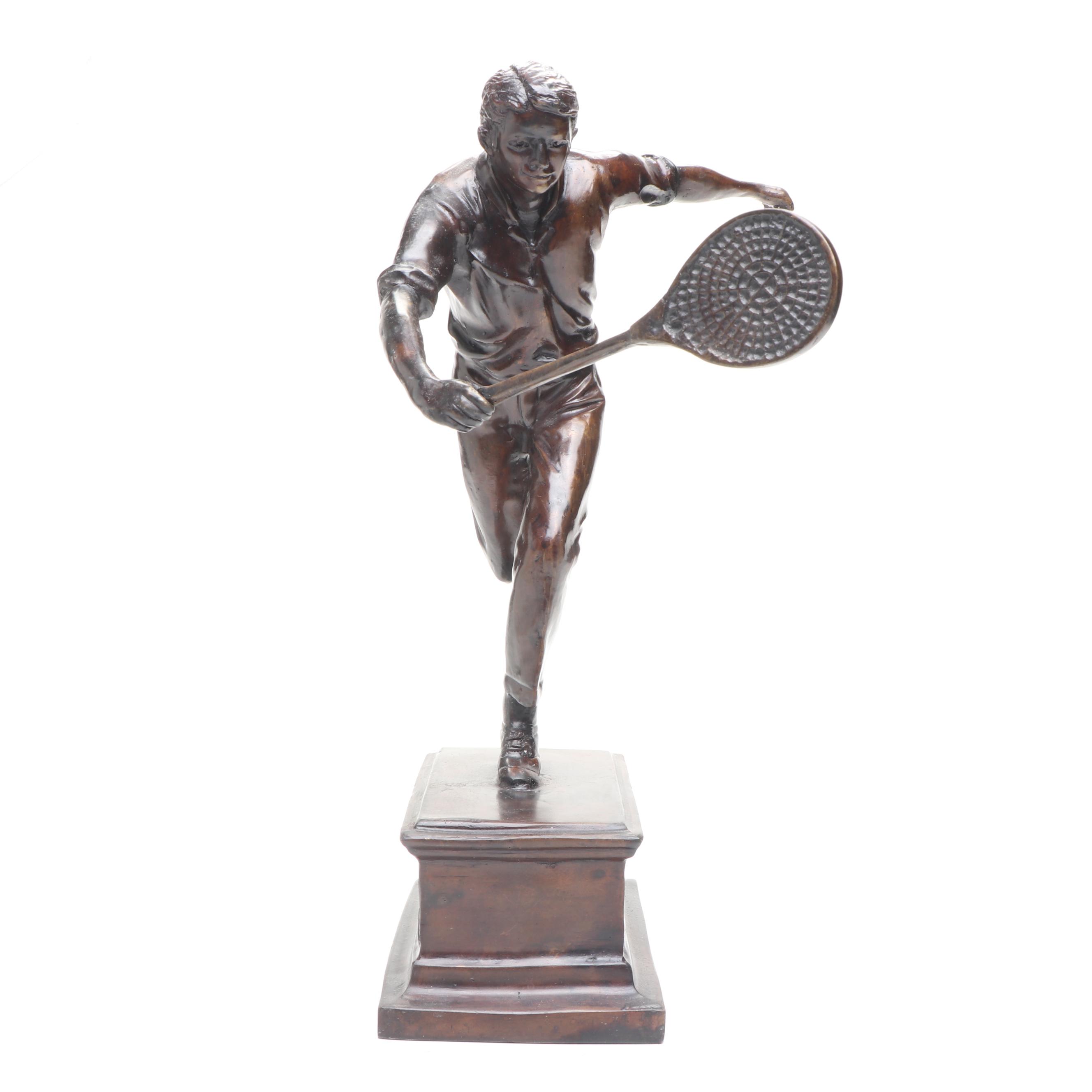 Maitland-Smith Bronze Tennis Player Statue, Late 20th Century