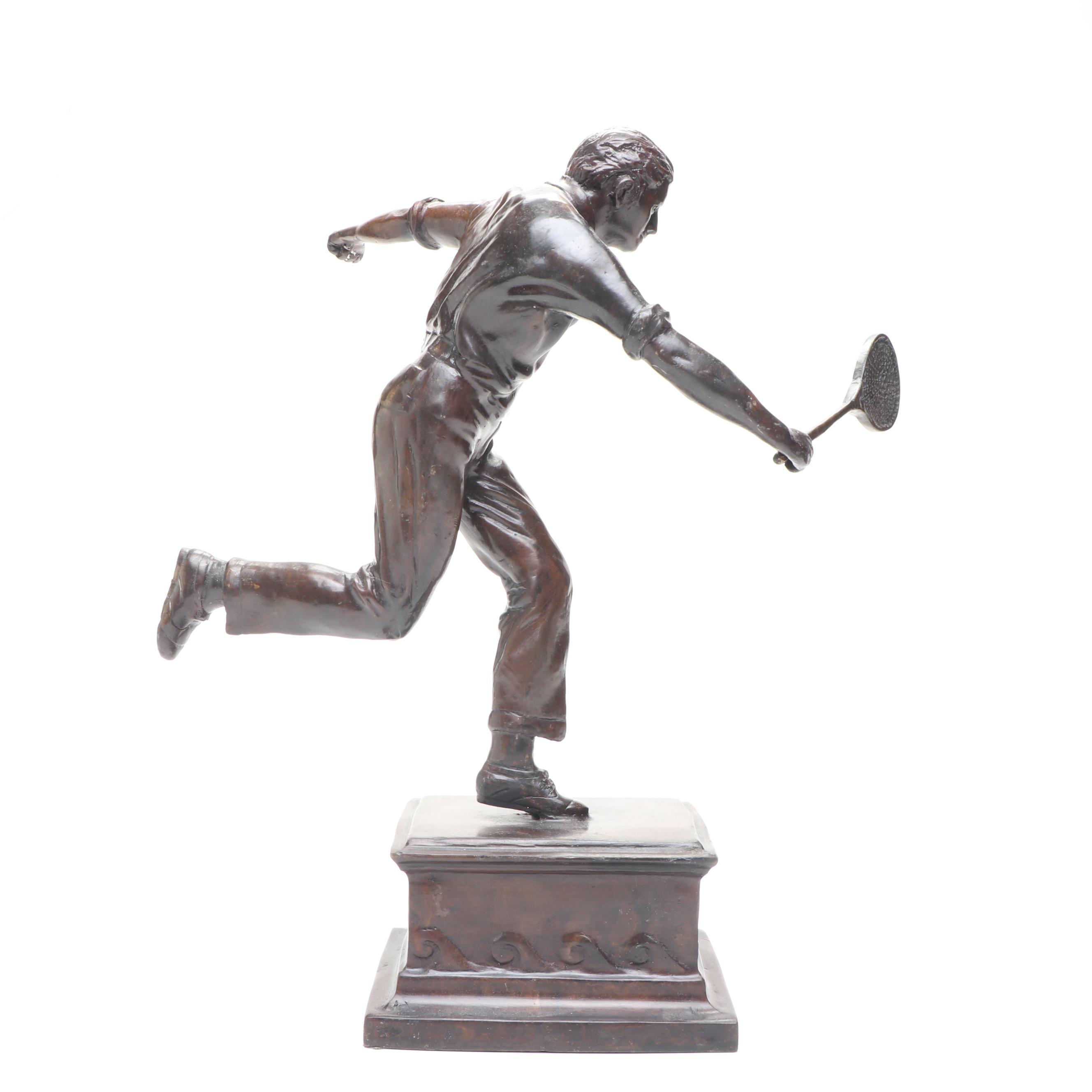 Maitland-Smith Bronze Tennis Player Statue, Late 20th Century
