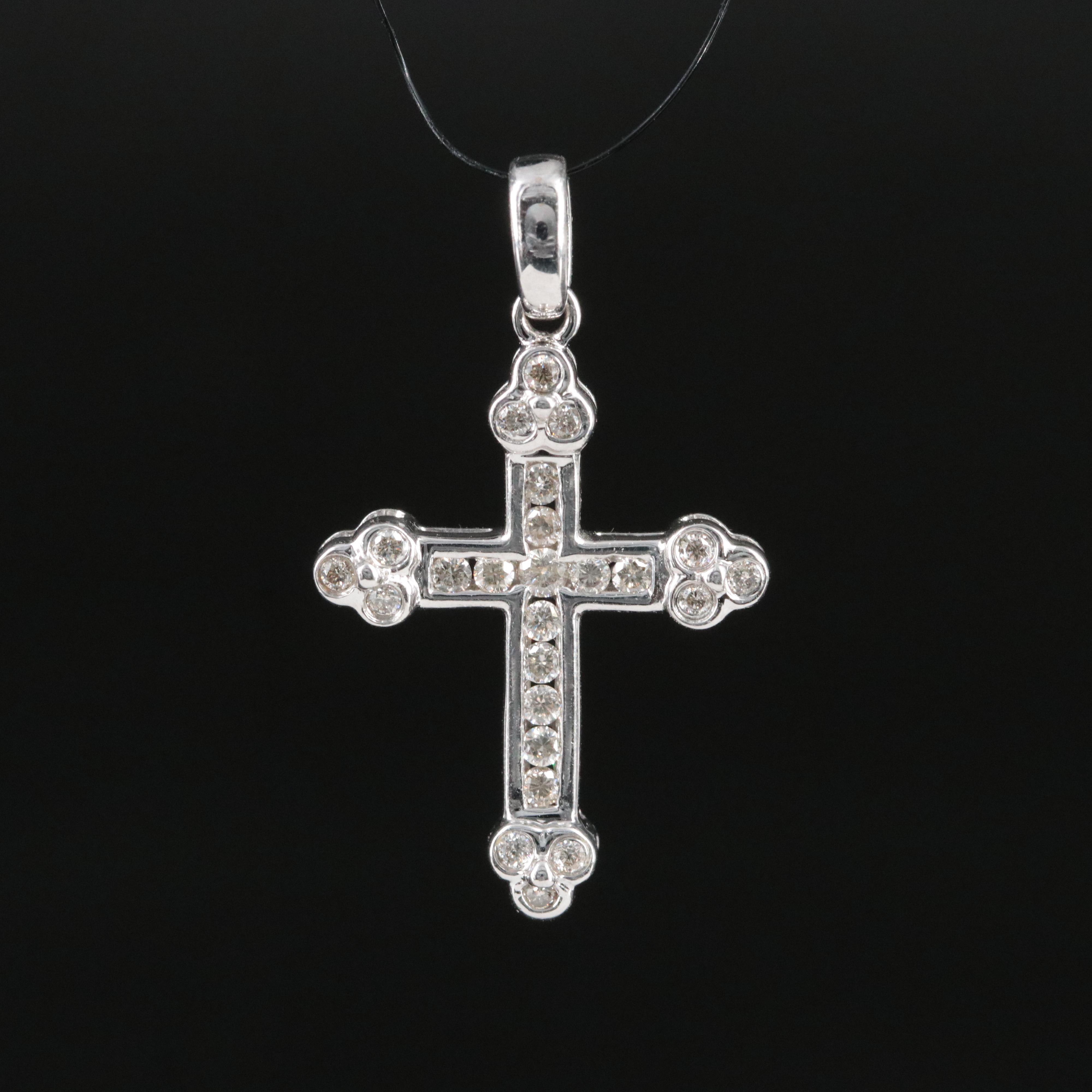 14K 0.36 CTW Diamond Cross Pendant