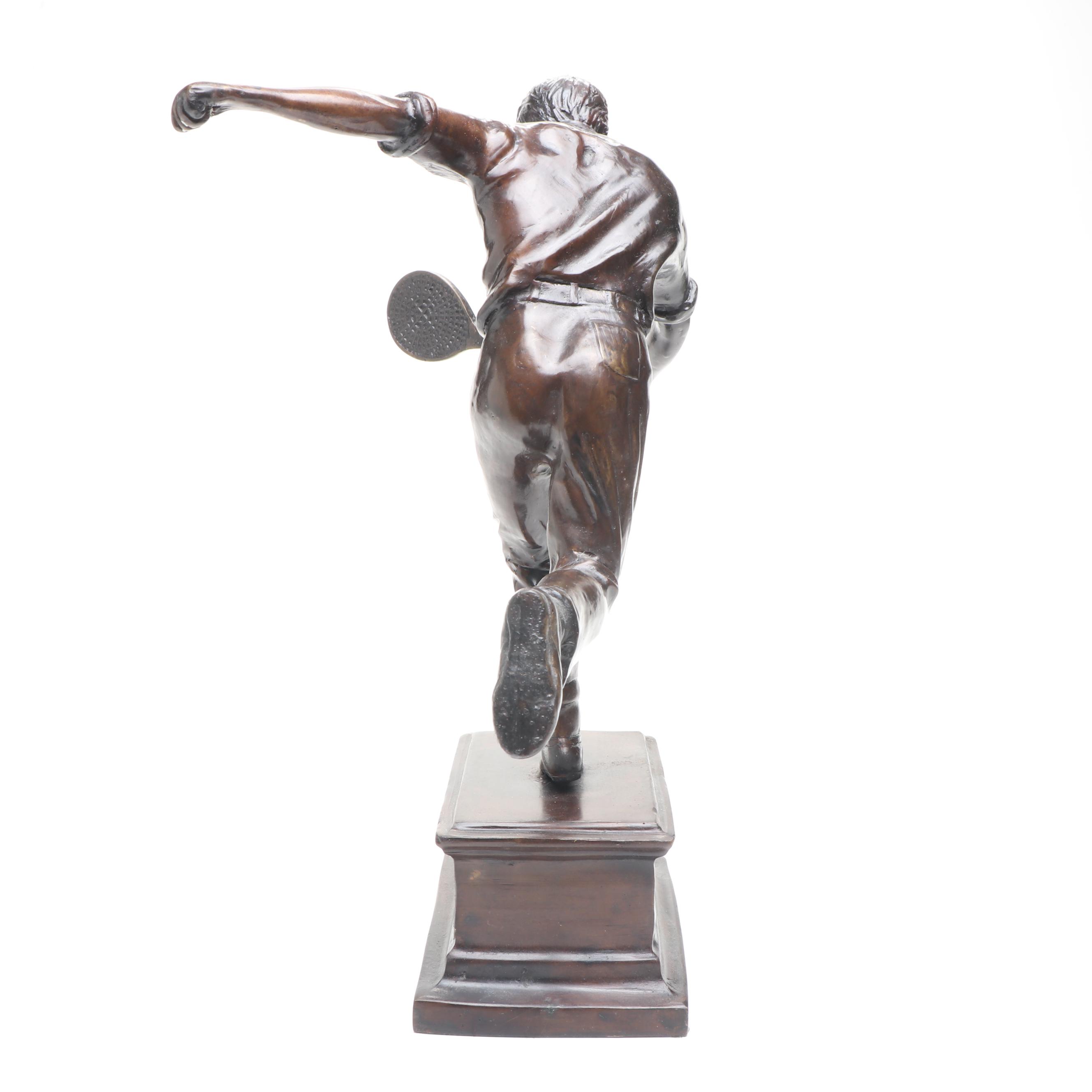 Maitland-Smith Bronze Tennis Player Statue, Late 20th Century