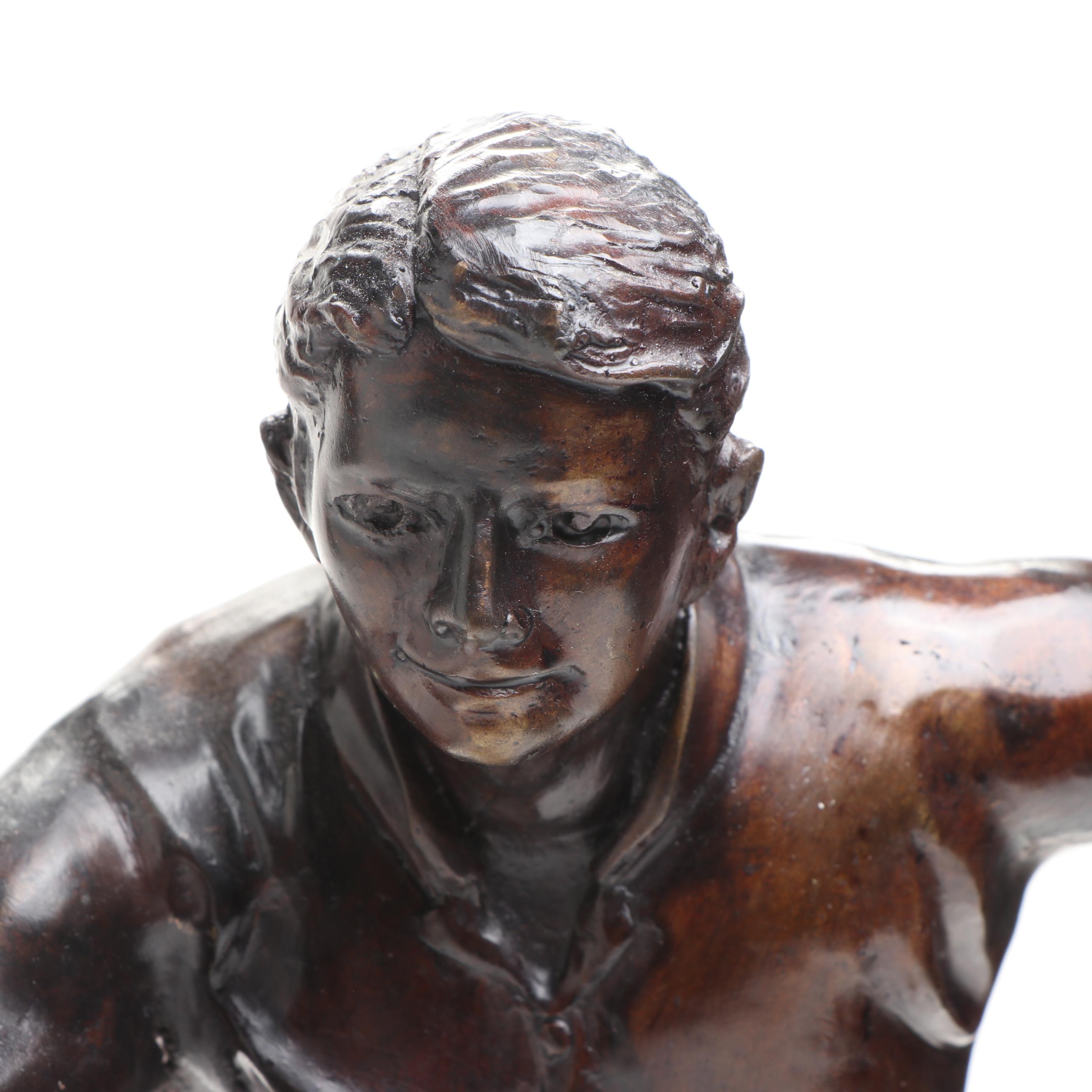 Maitland-Smith Bronze Tennis Player Statue, Late 20th Century