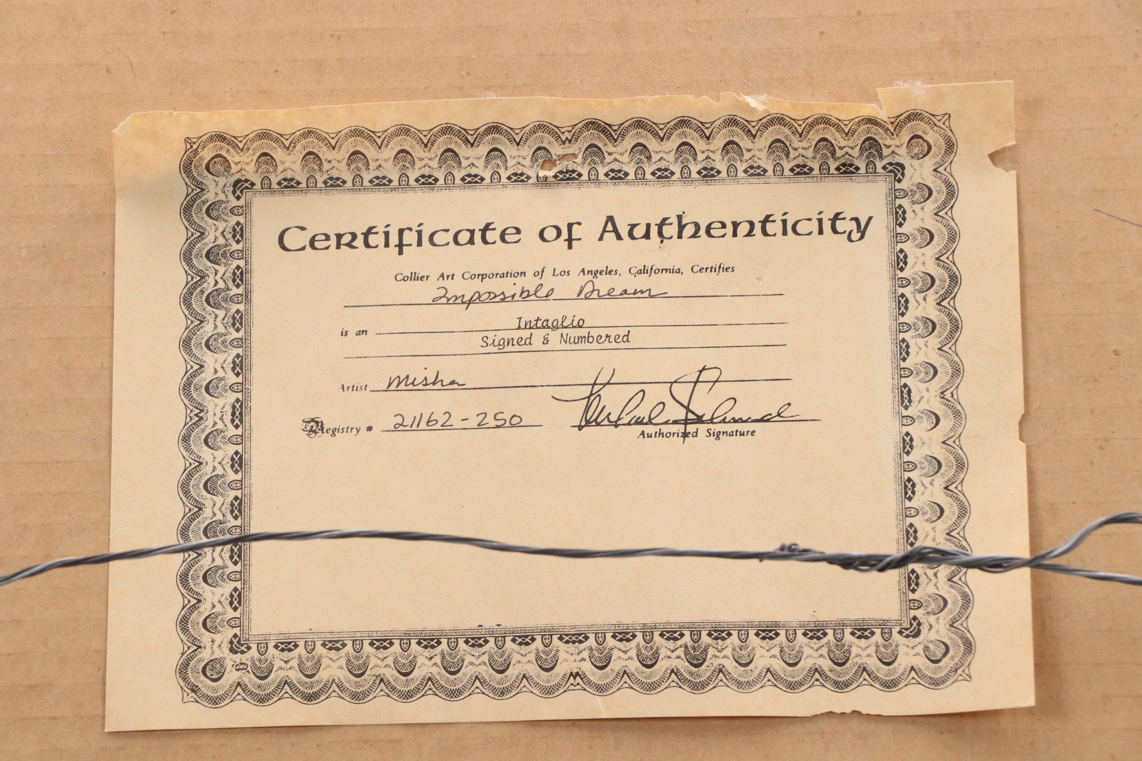 Misha Moracha Intaglio Print "Impossible Dream"