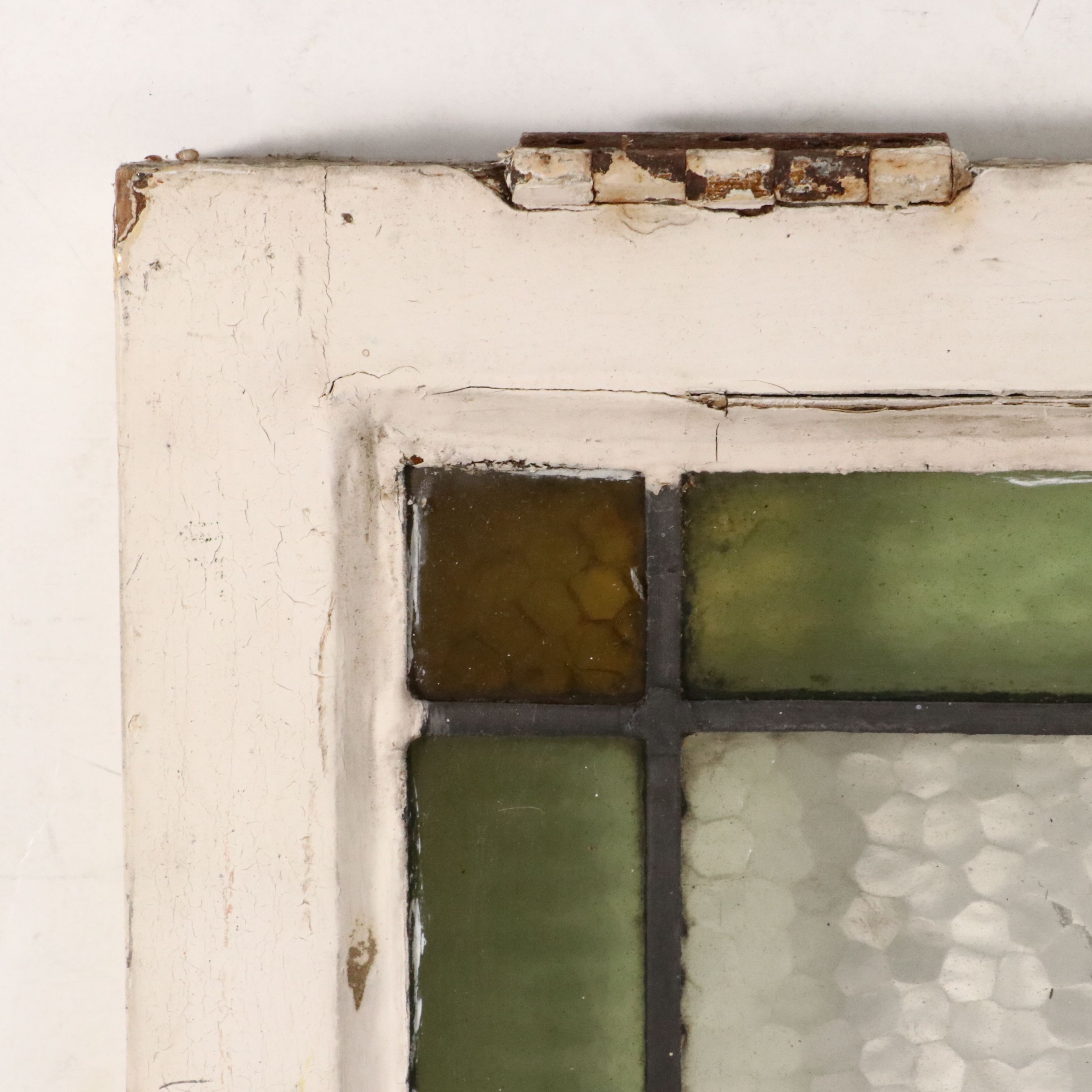 English Style Geometric Stained Lead Glass Window Panel