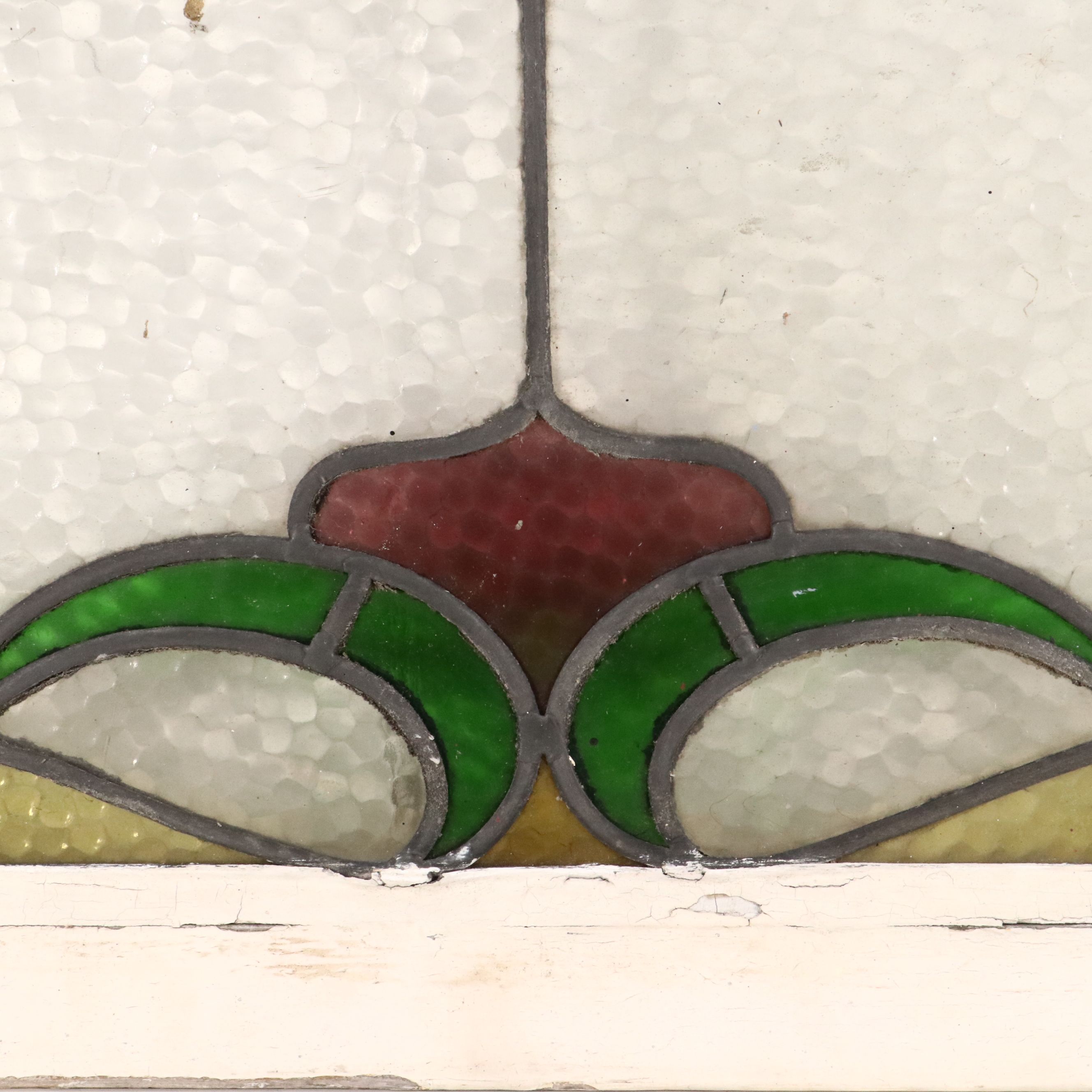 English Style Geometric Stained Lead Glass Window Panel