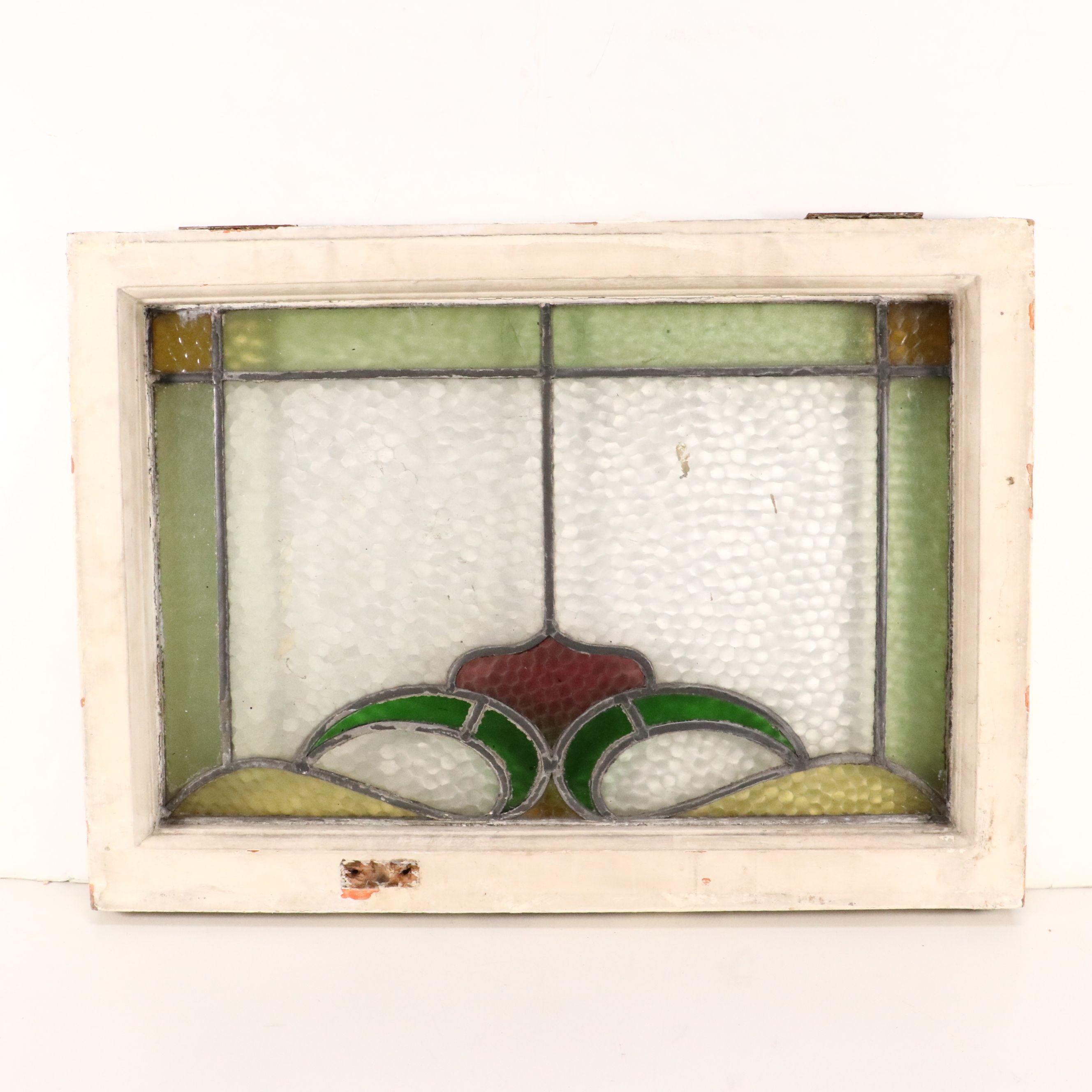 English Style Geometric Stained Lead Glass Window Panel