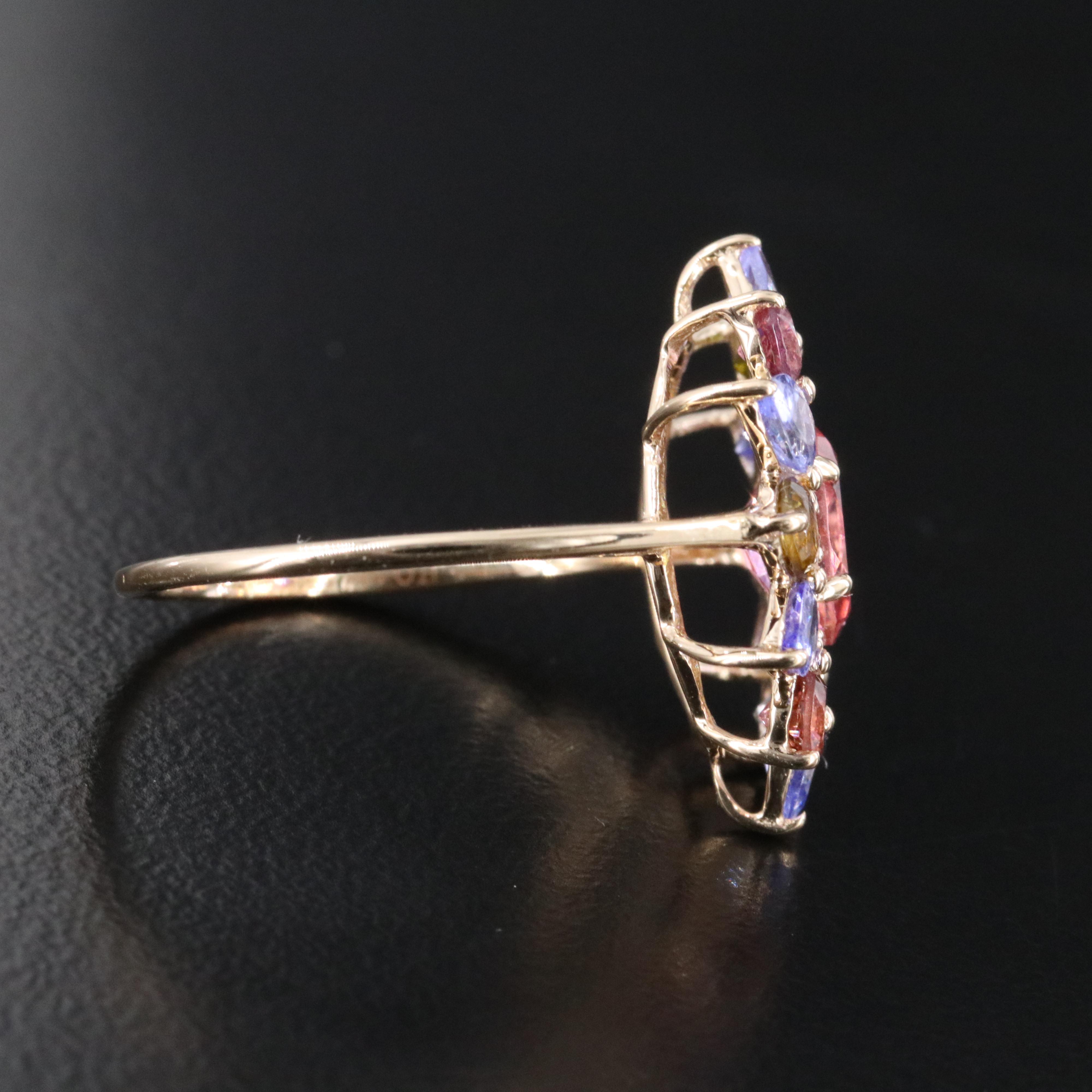 14K Tourmaline, Tanzanite and White Sapphire Ring